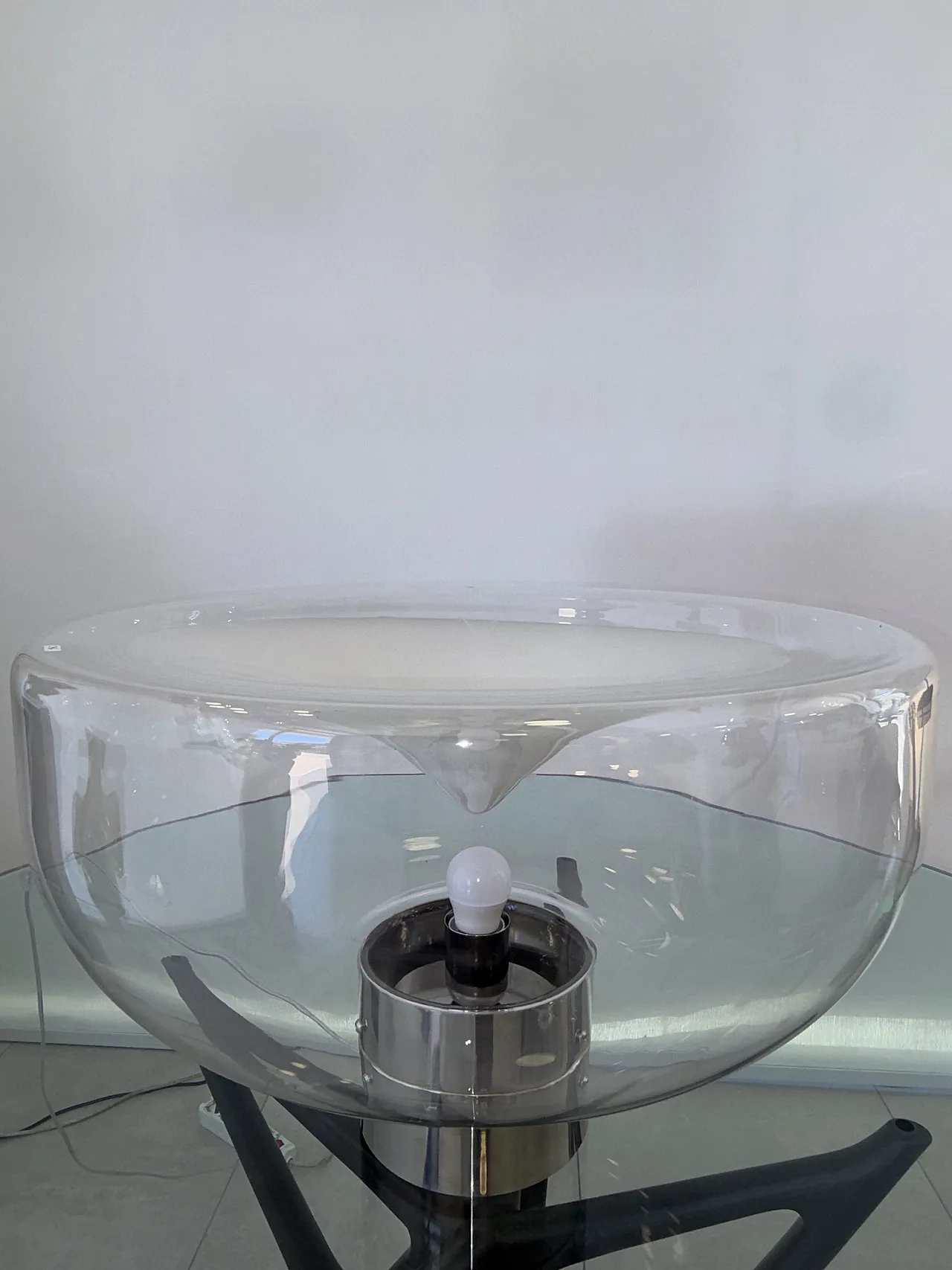 Leucos glass and chromed metal table lamp, 1970s 3