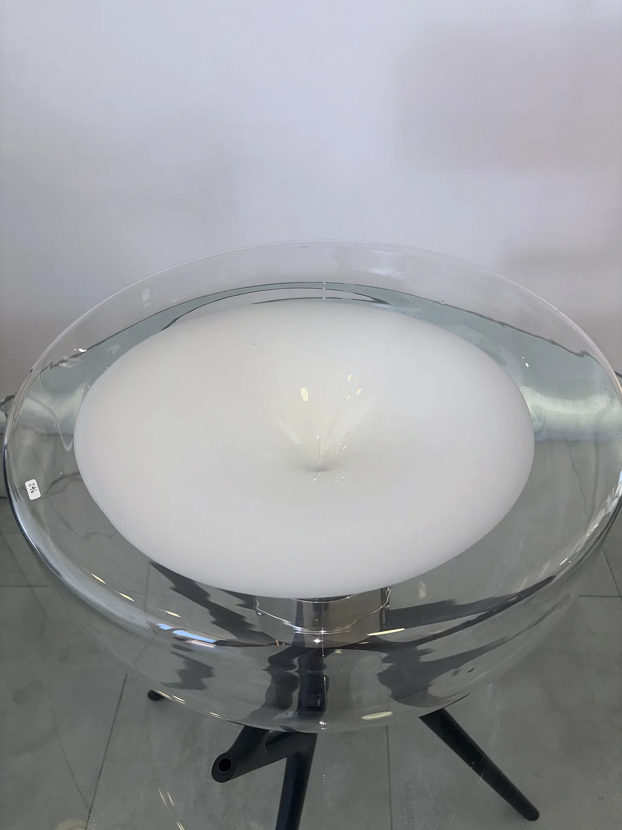 Leucos glass and chromed metal table lamp, 1970s 4