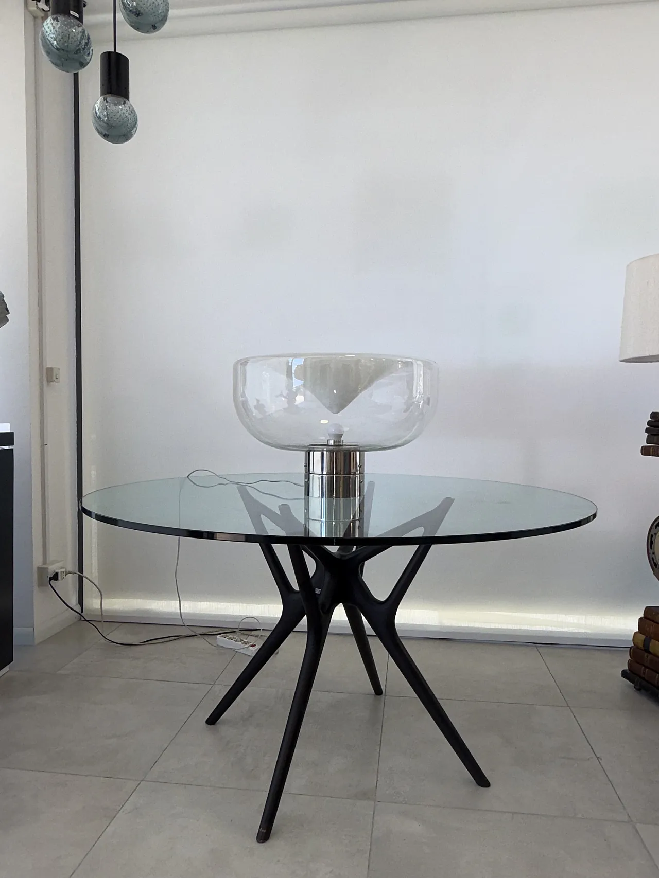 Leucos glass and chromed metal table lamp, 1970s 9