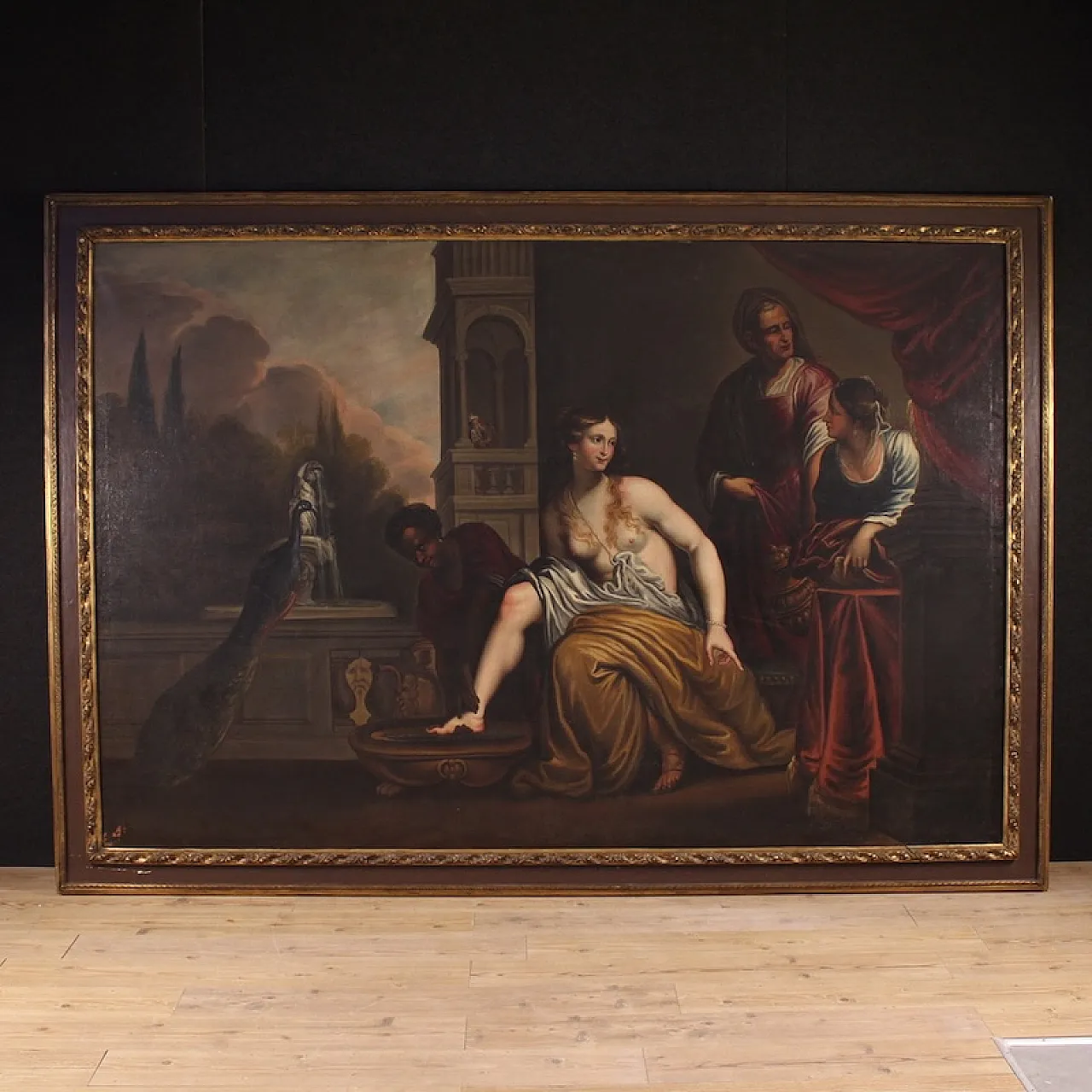 Bathsheba bathing, large Italian oil on canvas, 18th century 1