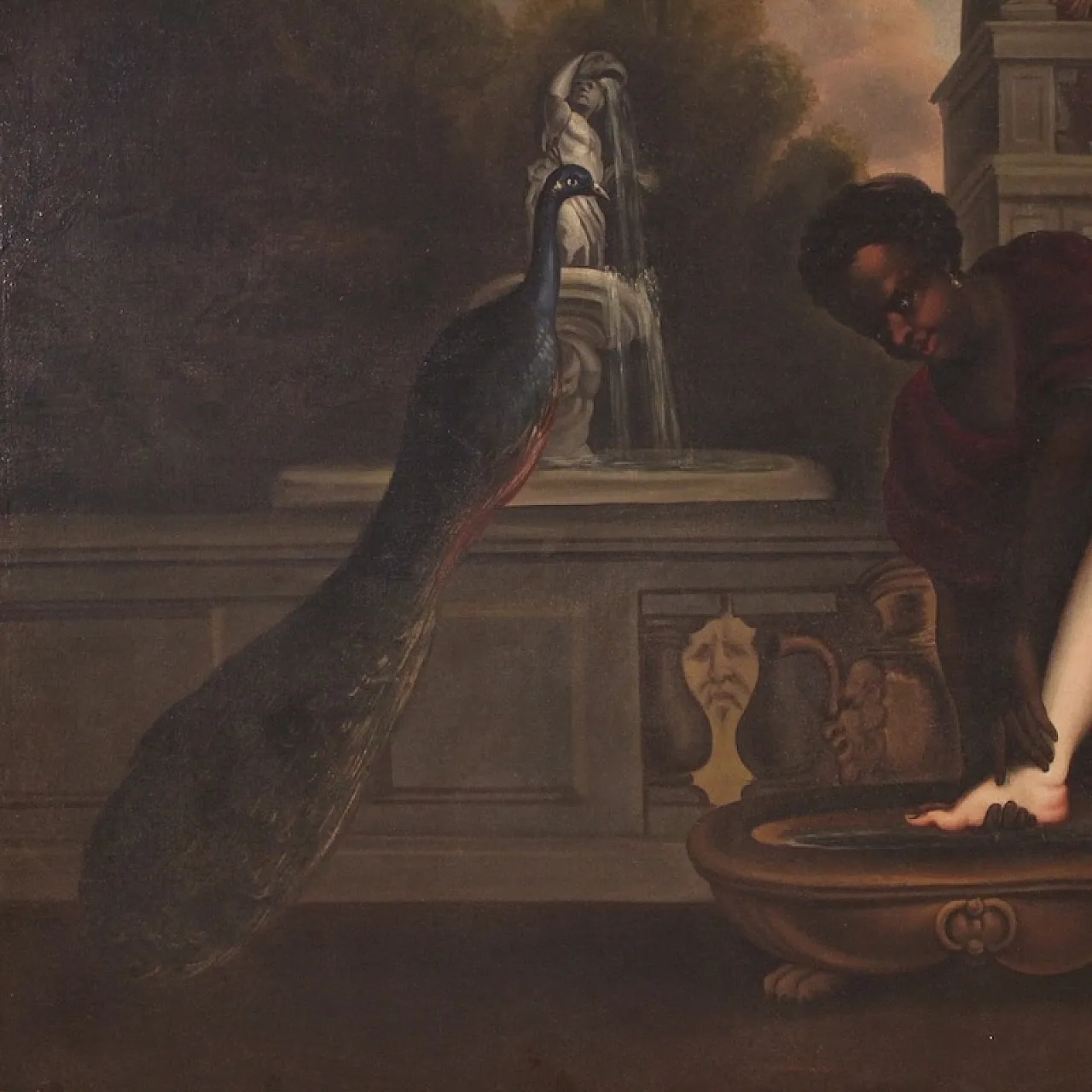 Bathsheba bathing, large Italian oil on canvas, 18th century 10