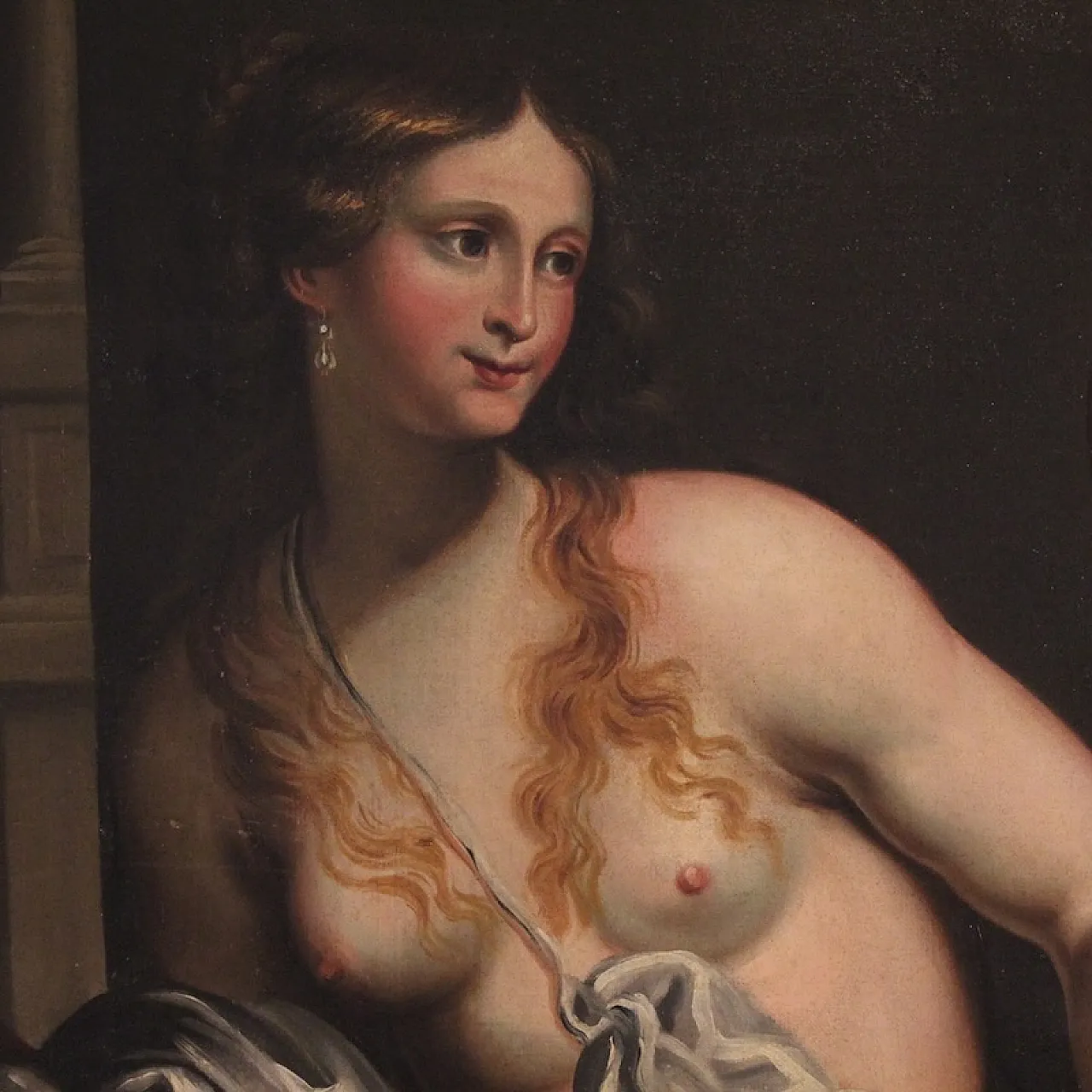 Bathsheba bathing, large Italian oil on canvas, 18th century 11