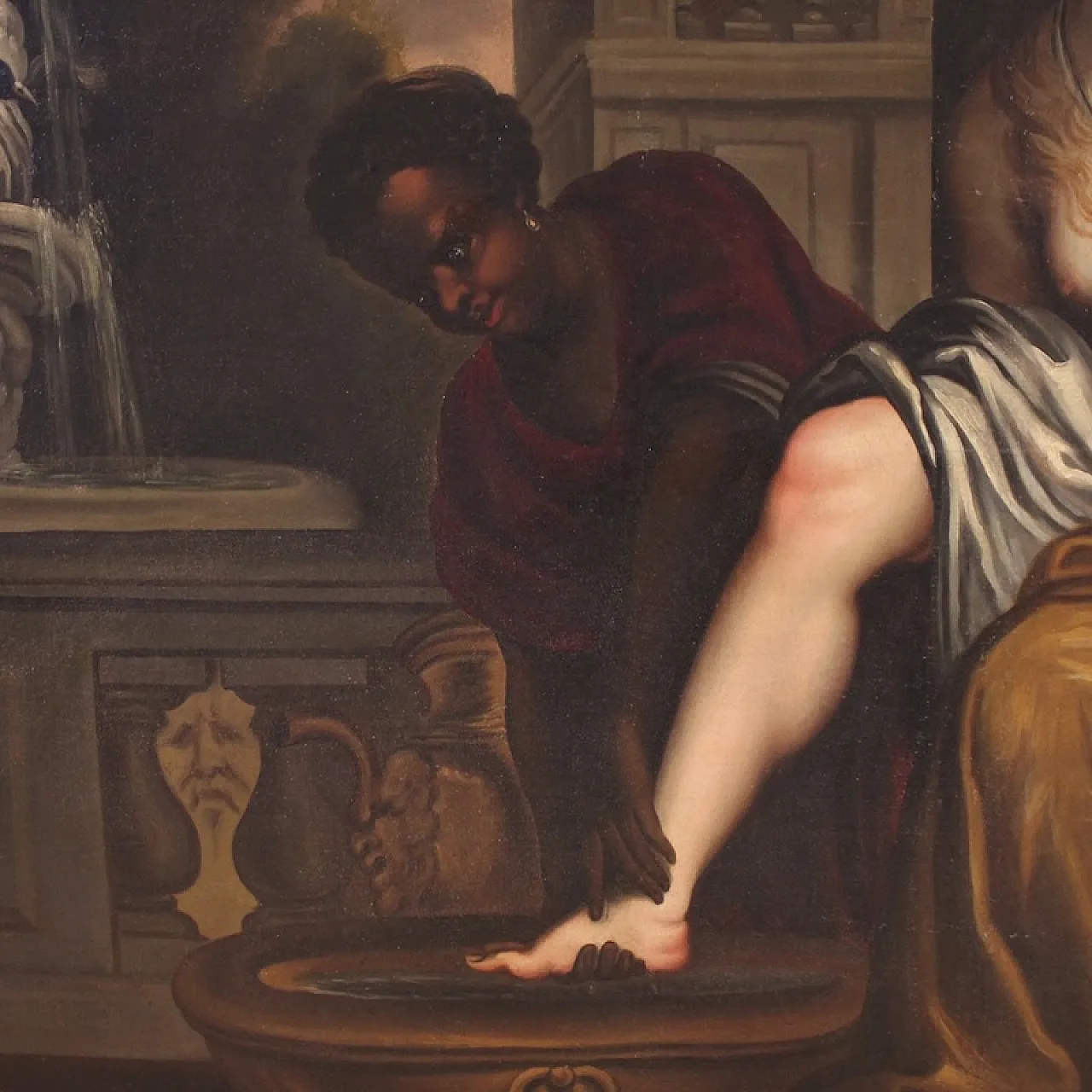 Bathsheba bathing, large Italian oil on canvas, 18th century 12