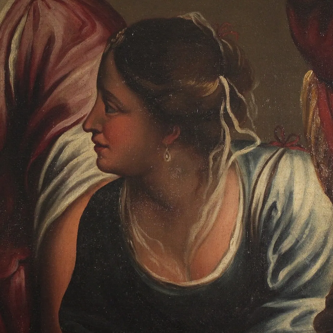 Bathsheba bathing, large Italian oil on canvas, 18th century 15