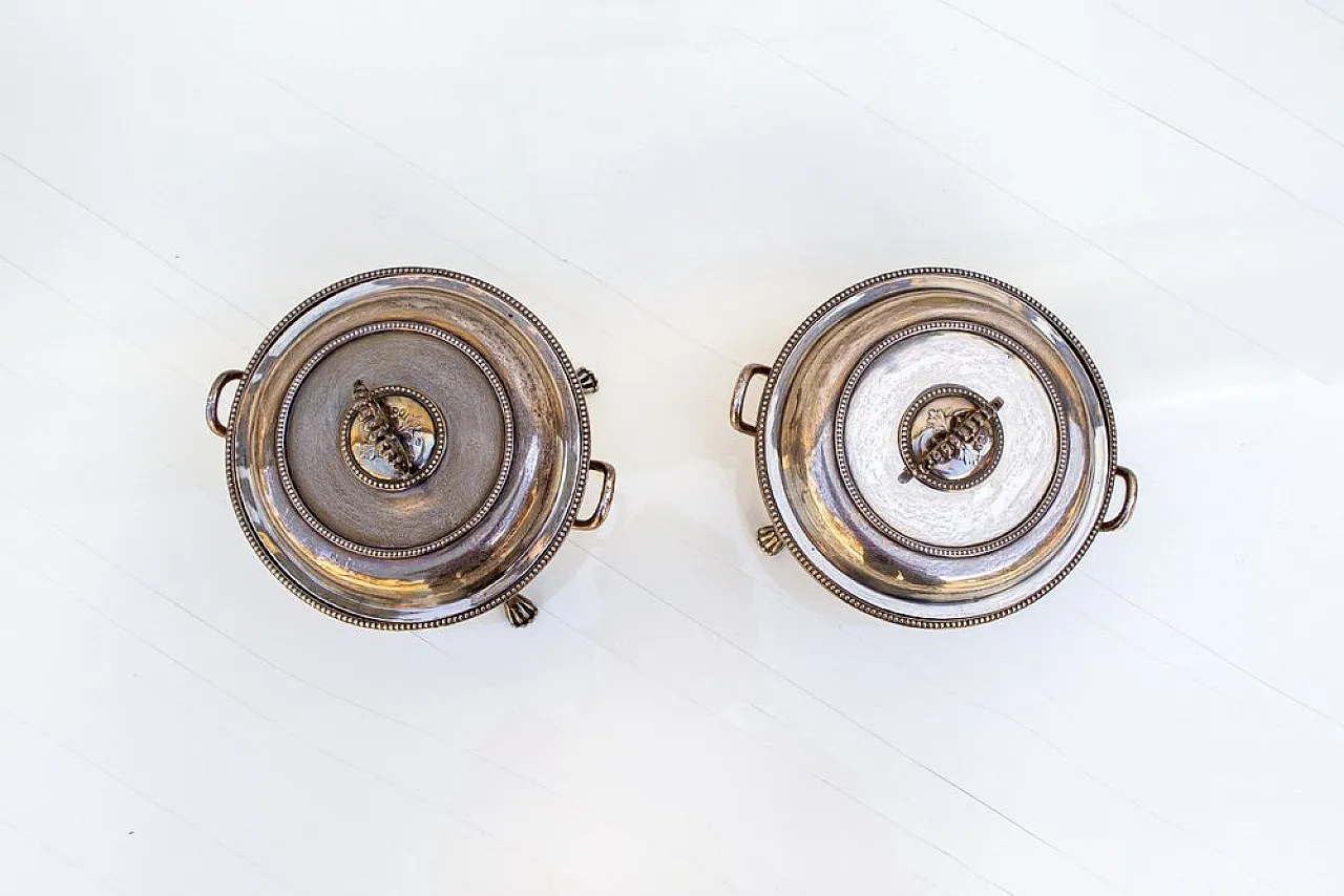 Pair of silver-plated metal chafing dishes from Lambert London, 1920s 2