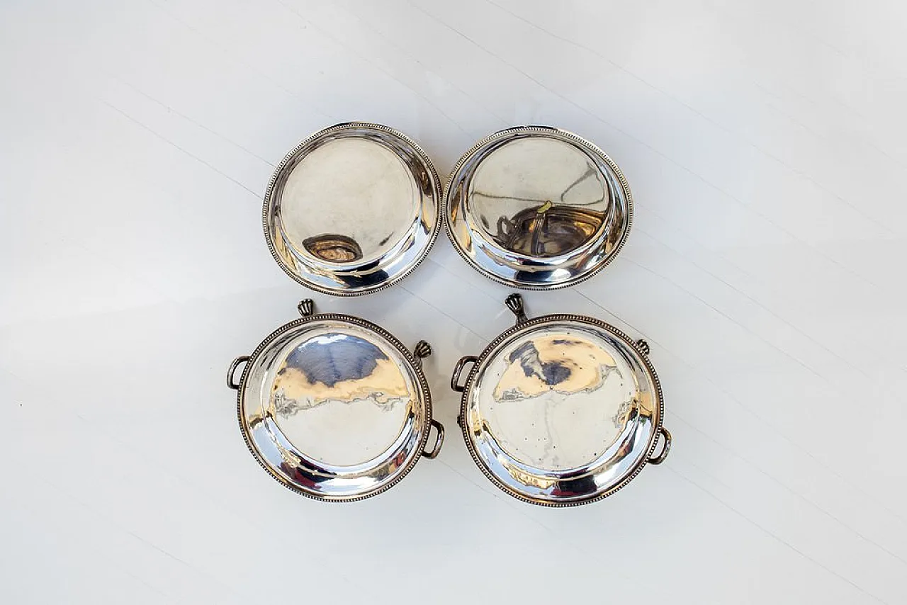 Pair of silver-plated metal chafing dishes from Lambert London, 1920s 3