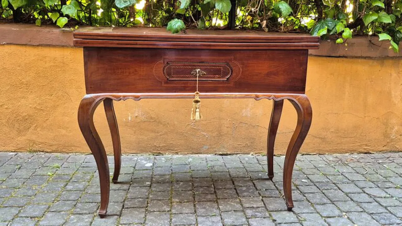 Louis XV inlaid game table, 18th century 1