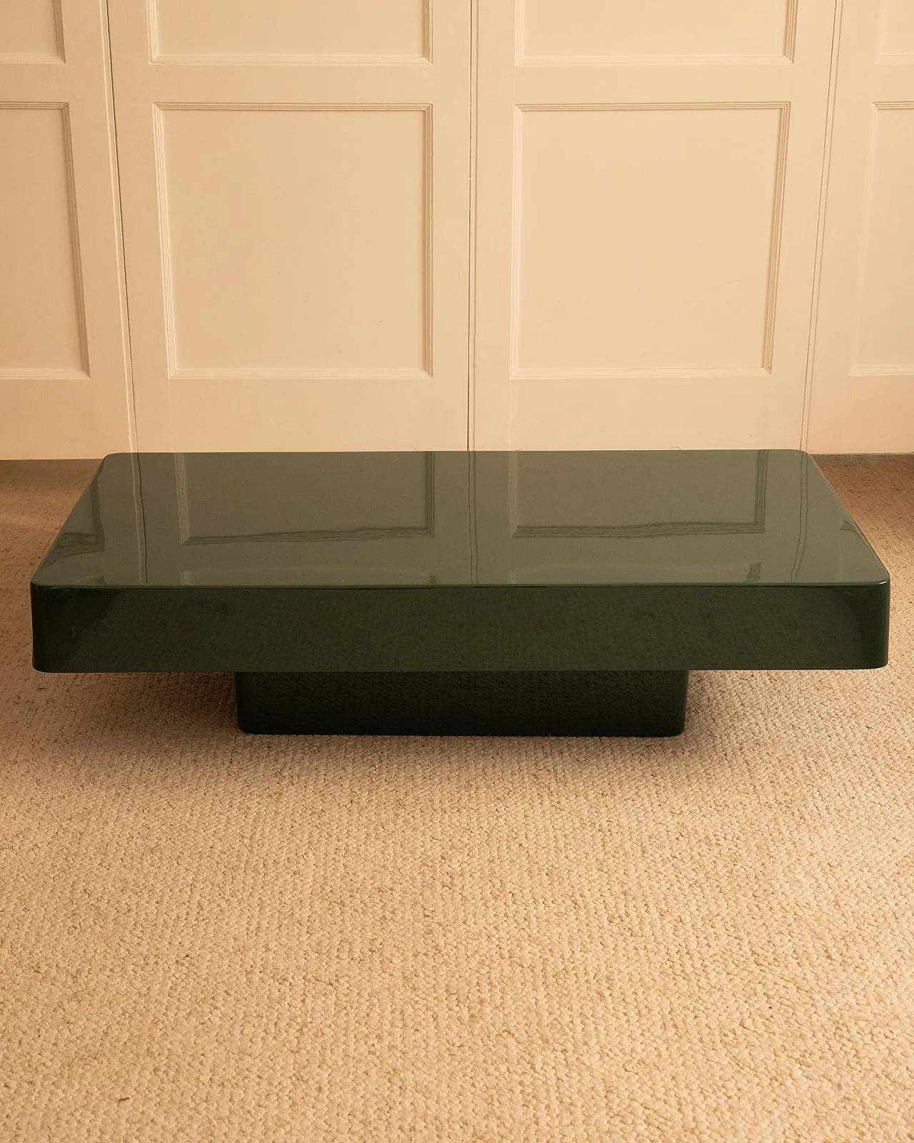 Green lacquered coffee table, 1970s 3