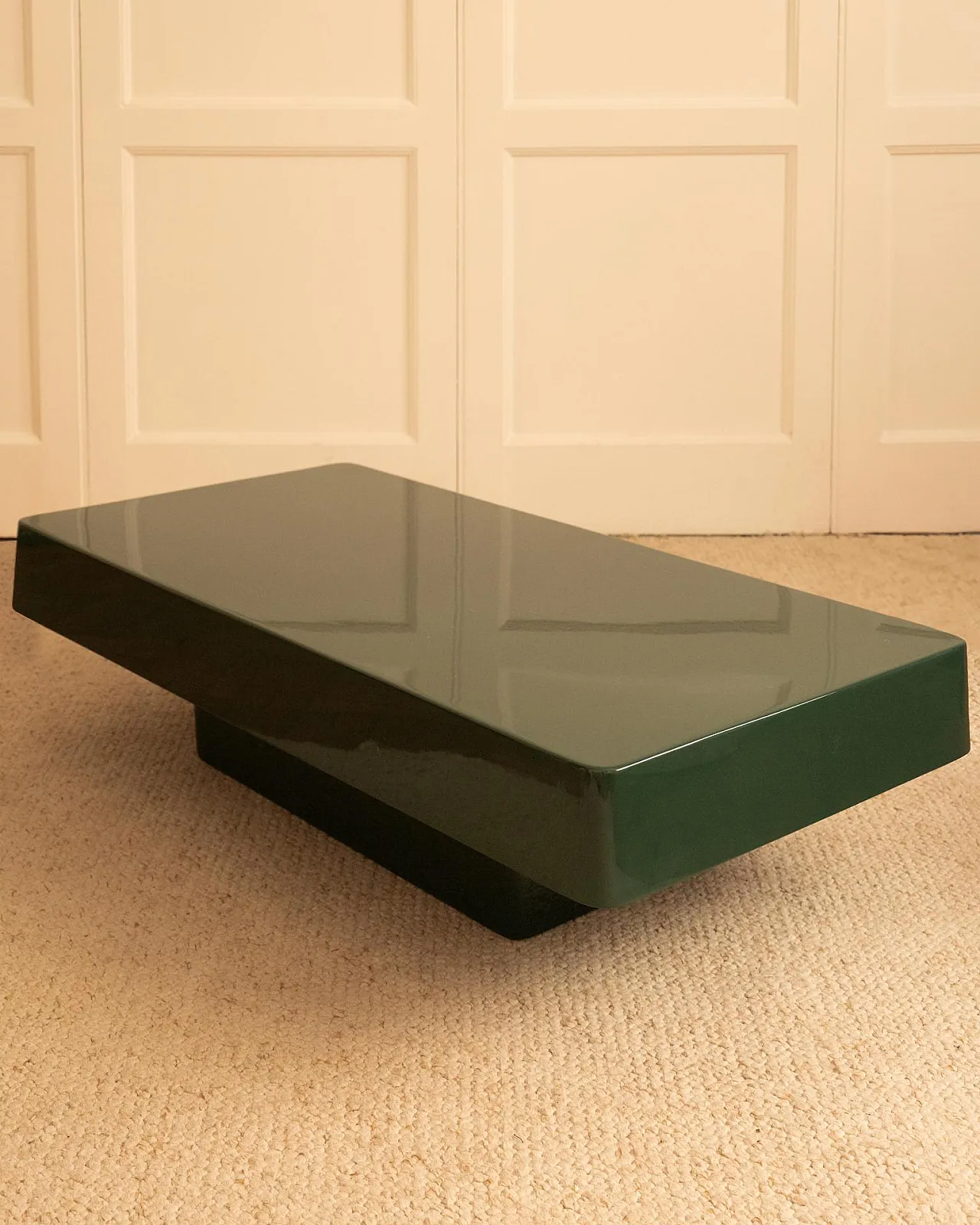 Green lacquered coffee table, 1970s 4