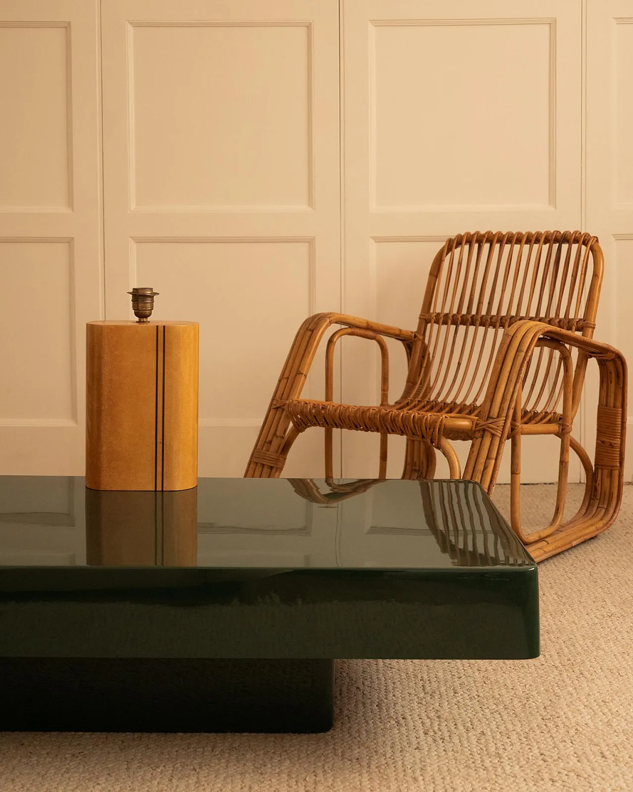 Green lacquered coffee table, 1970s 8