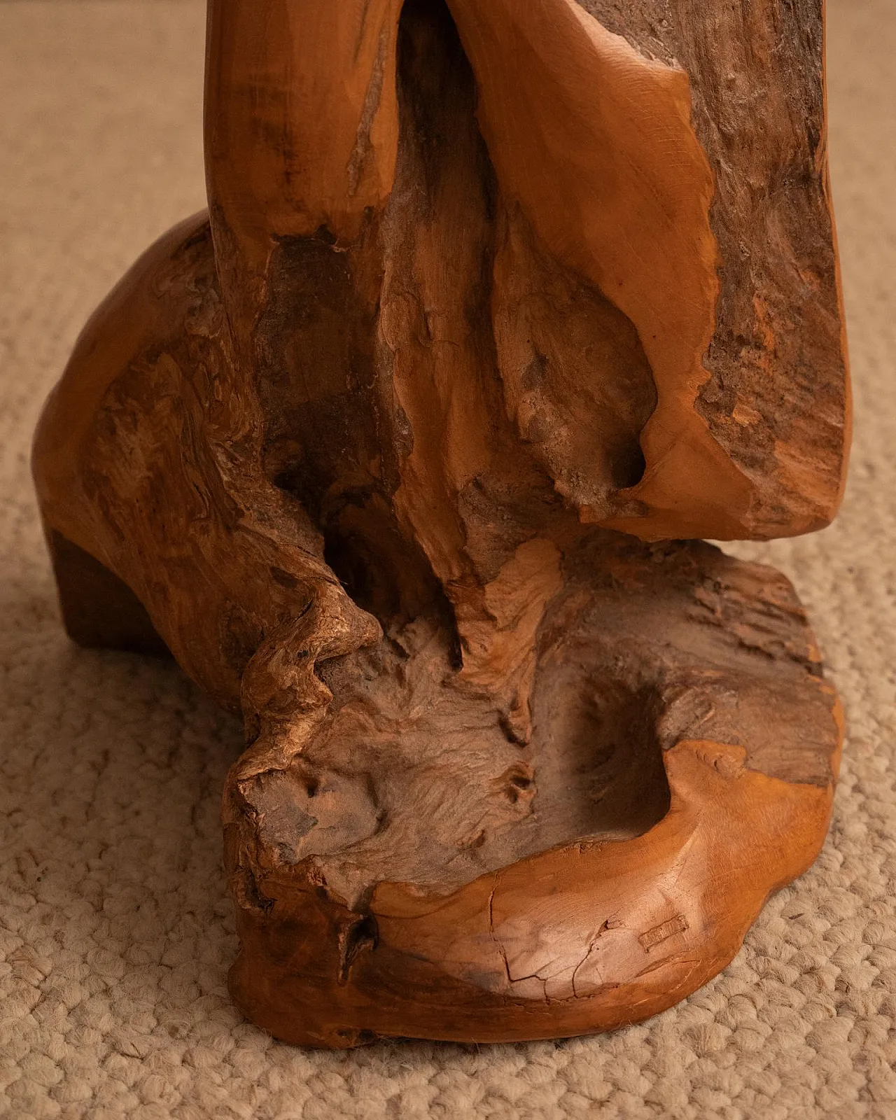 Brutalist stool in wood, 1950s 5