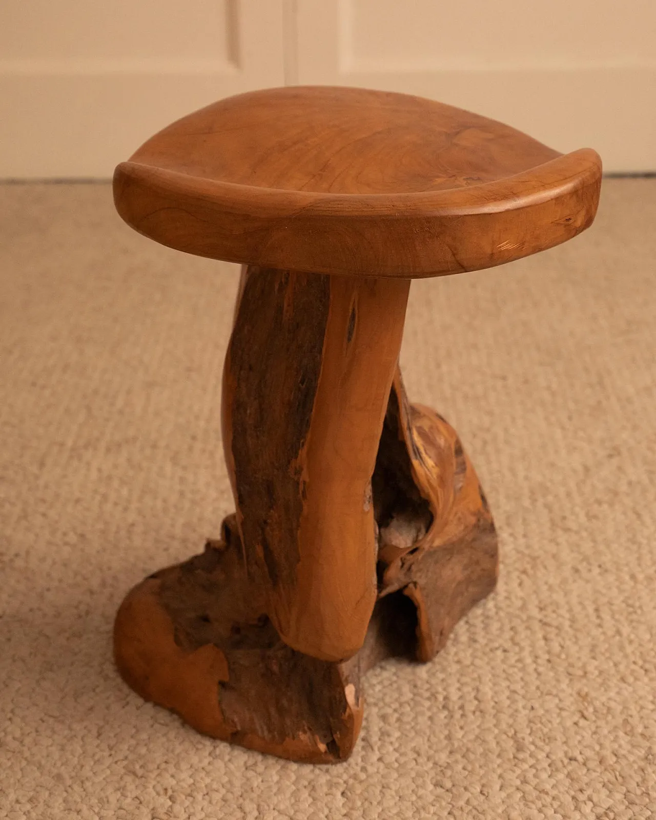 Brutalist stool in wood, 1950s 7
