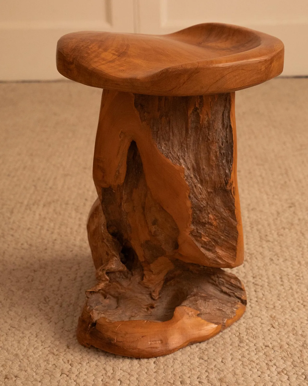 Brutalist stool in wood, 1950s 8