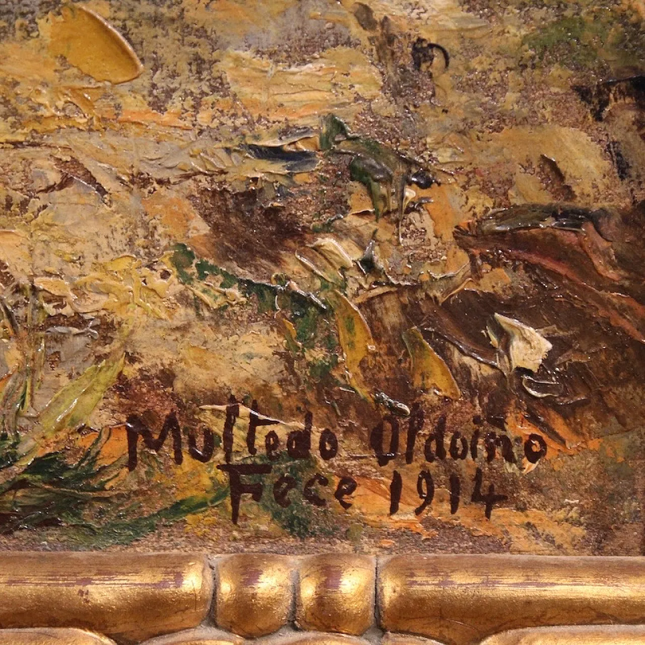 Multedo Oldoino, landscape painting with figure signed and dated 1914 6