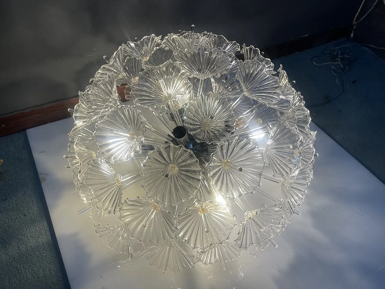 Murano glass floral recessed lamp by Contemporanea Srl, Italy, 1990s 4