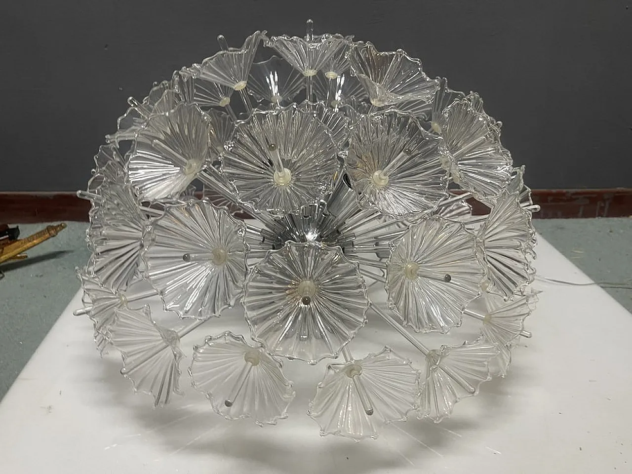 Murano glass floral recessed lamp by Contemporanea Srl, Italy, 1990s 5