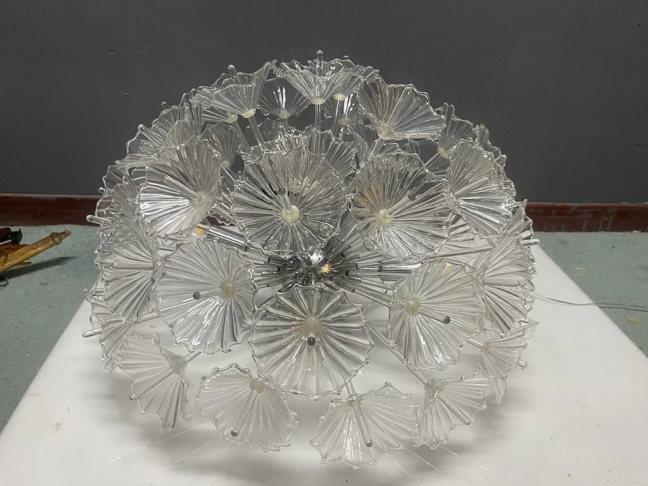 Murano glass floral recessed lamp by Contemporanea Srl, Italy, 1990s 6