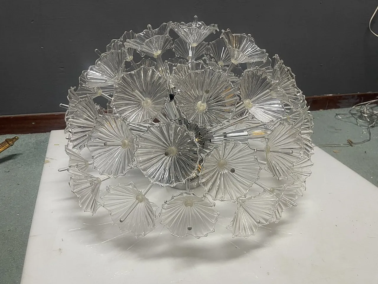 Murano glass floral recessed lamp by Contemporanea Srl, Italy, 1990s 8
