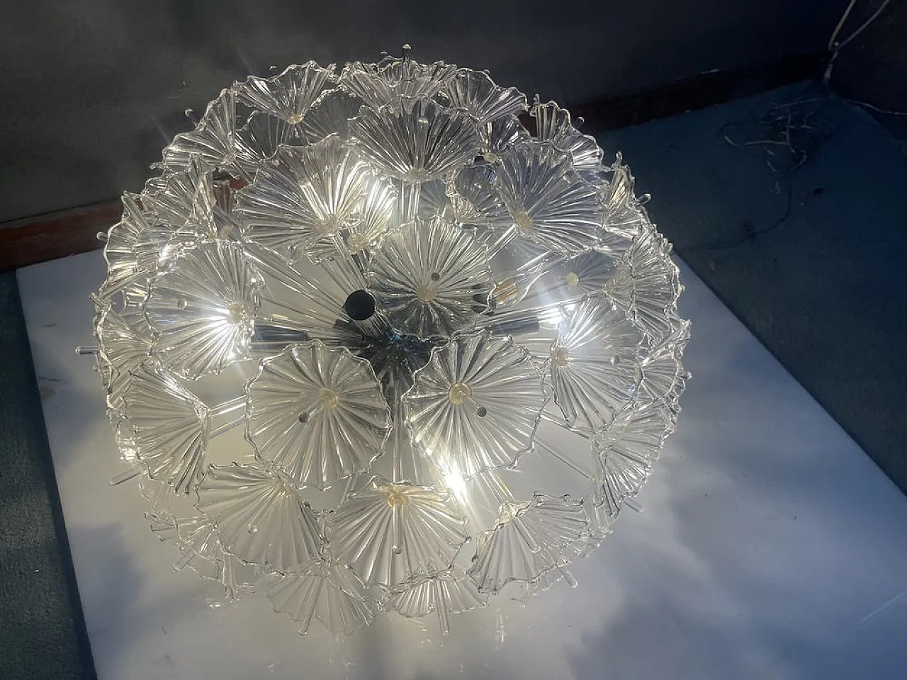 Murano glass floral recessed lamp by Contemporanea Srl, Italy, 1990s 10