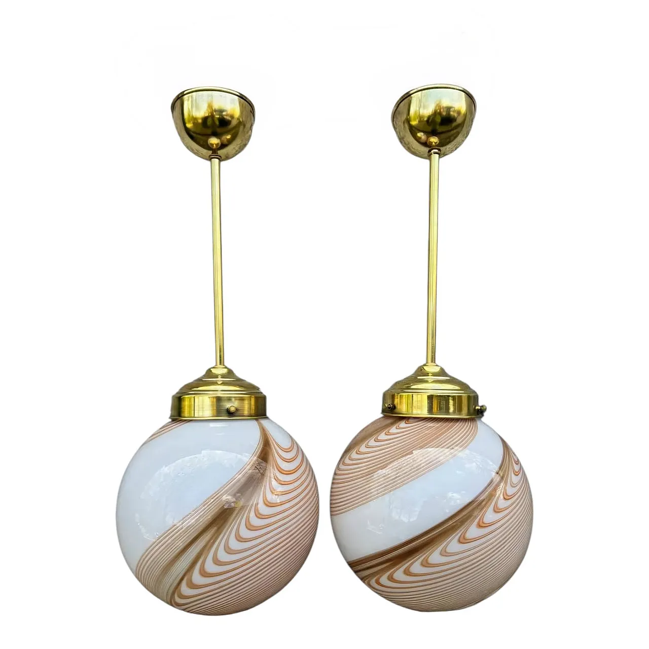 Pair of Murano Glass Ceiling Light by Dino Martens, Mid 20th Century 1