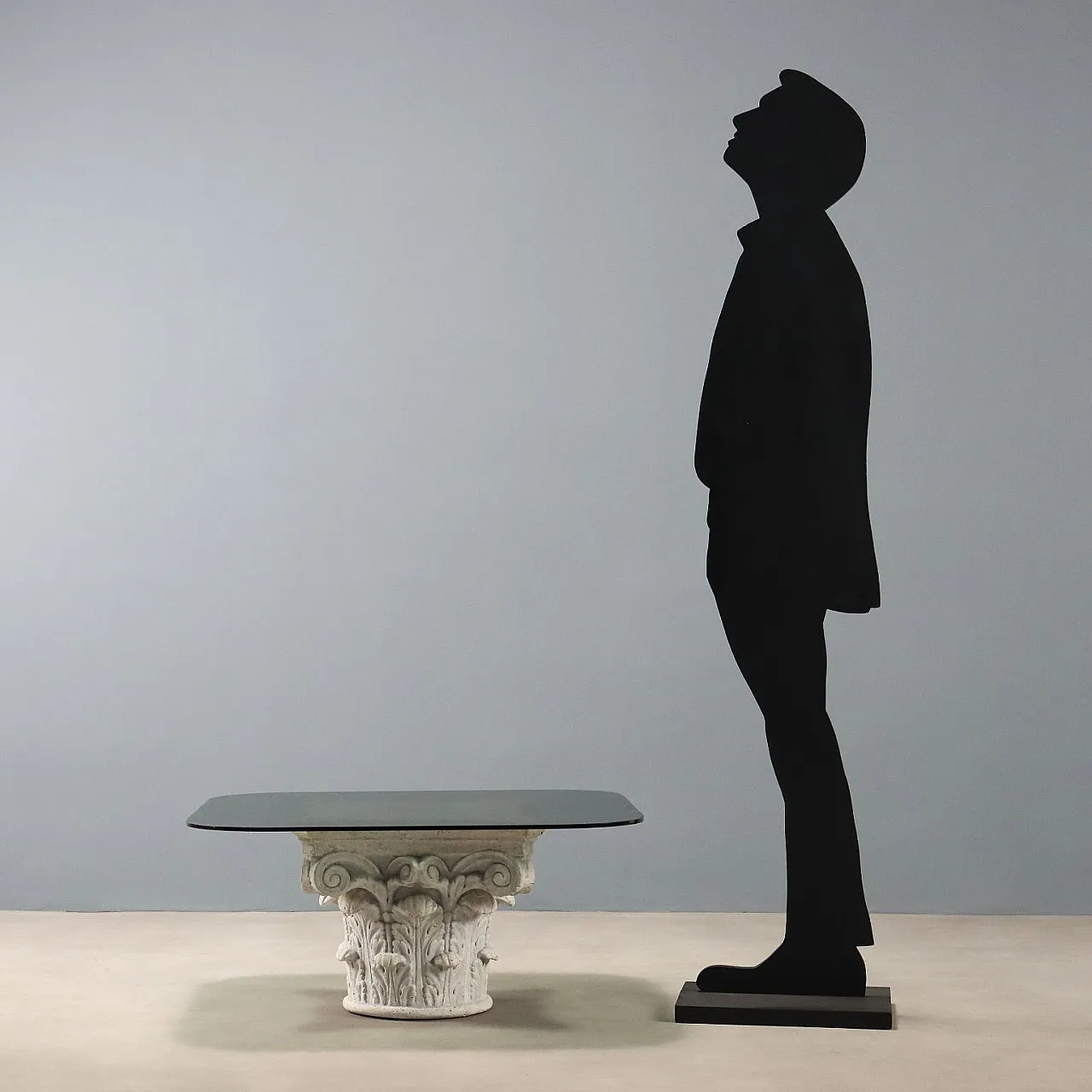 Glass coffee table on capital base, 20th century 3