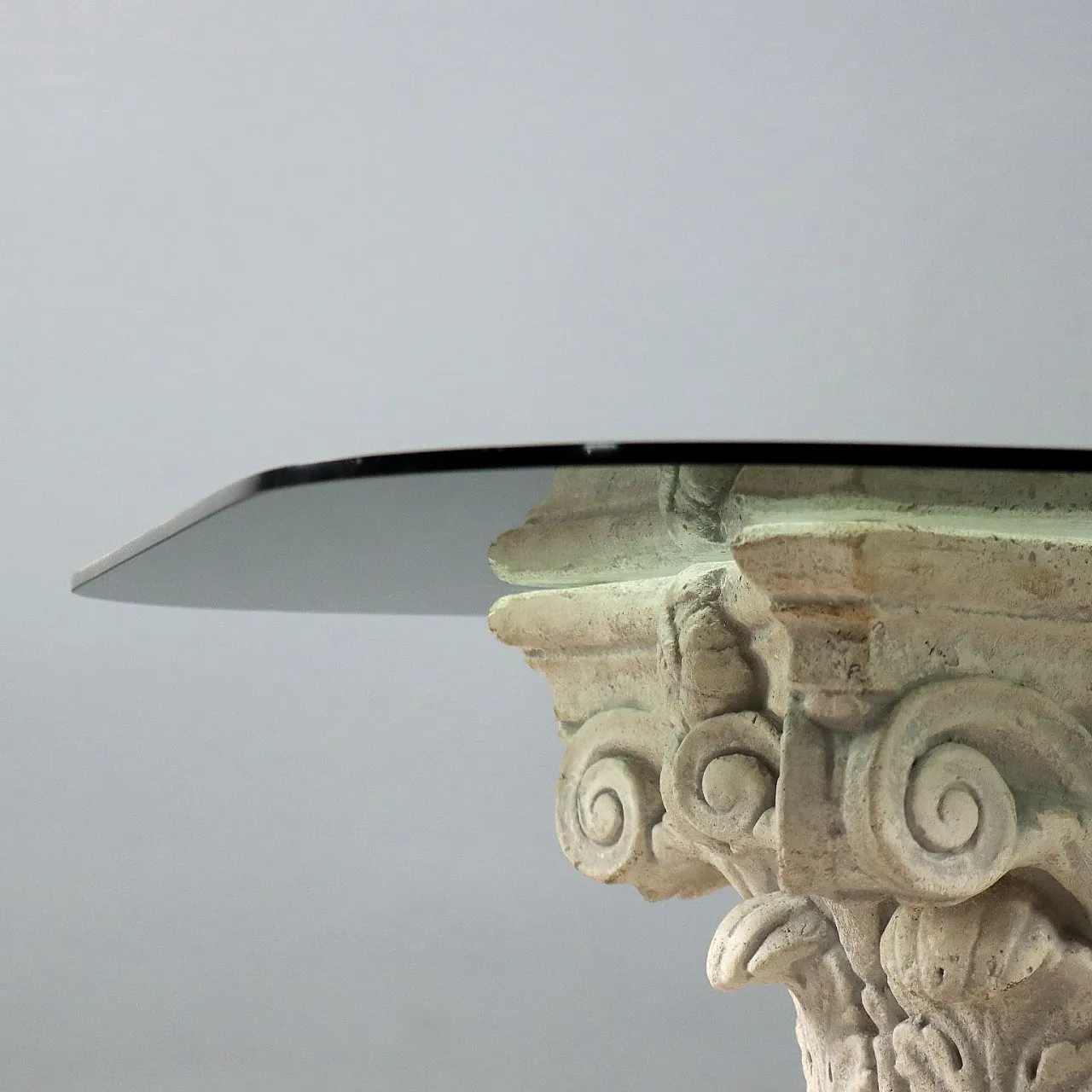 Glass coffee table on capital base, 20th century 5