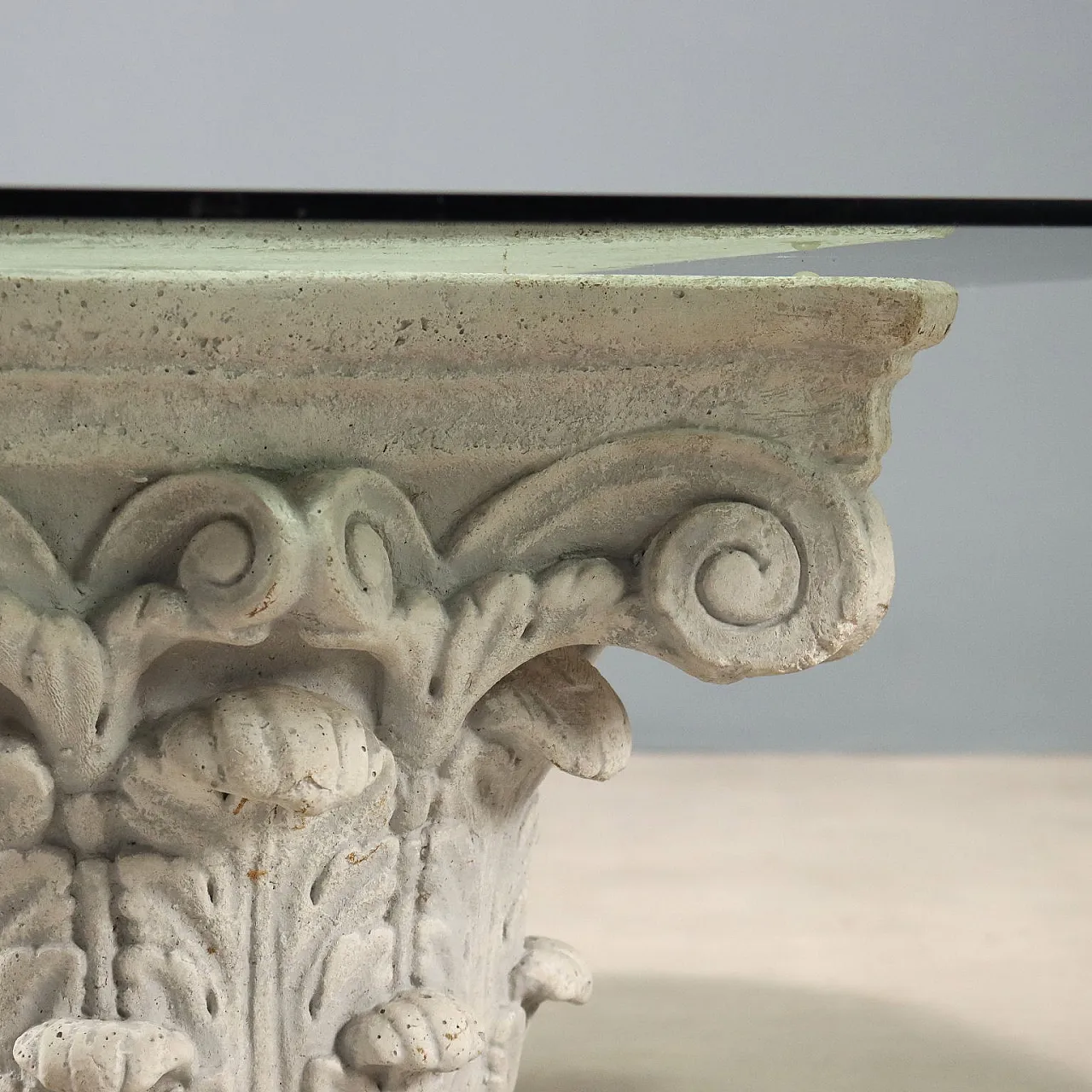 Glass coffee table on capital base, 20th century 6