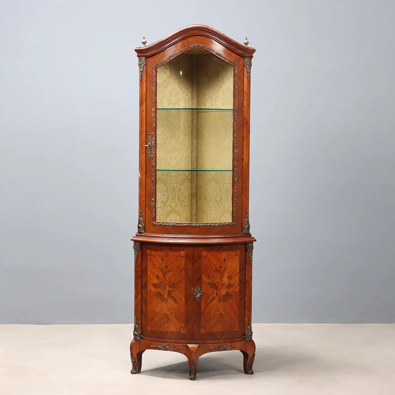 Demi-Lune Napoleon III corner cupboard in Bois de Rose, 19th century 1