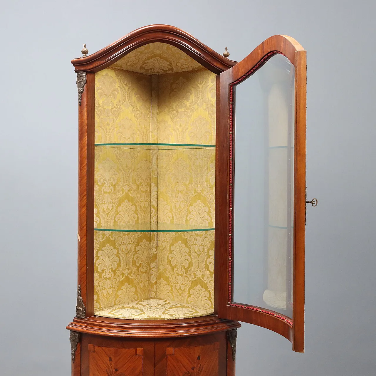 Demi-Lune Napoleon III corner cupboard in Bois de Rose, 19th century 4