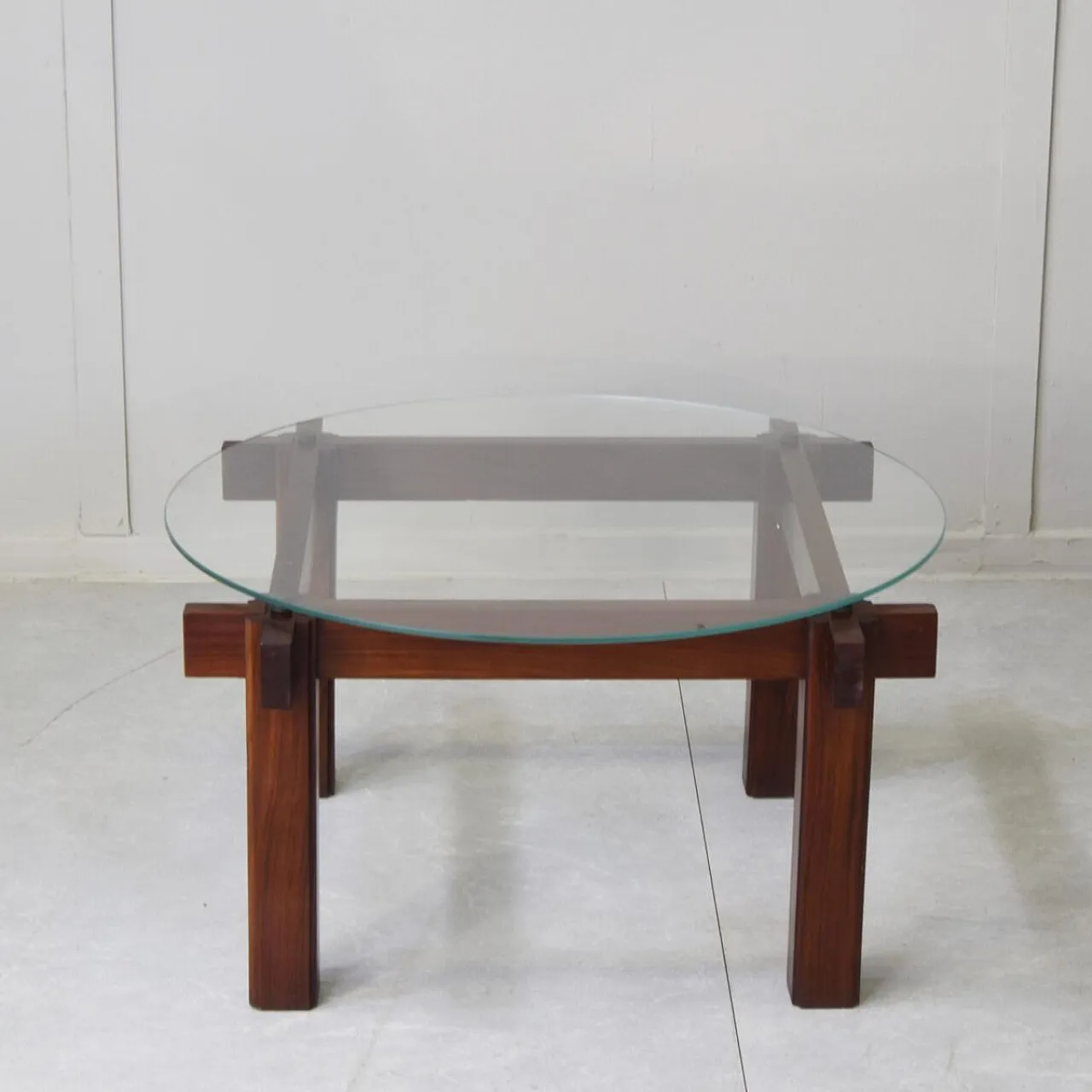 Mid-Century Modern coffee table in glass and teak, 1960s 2