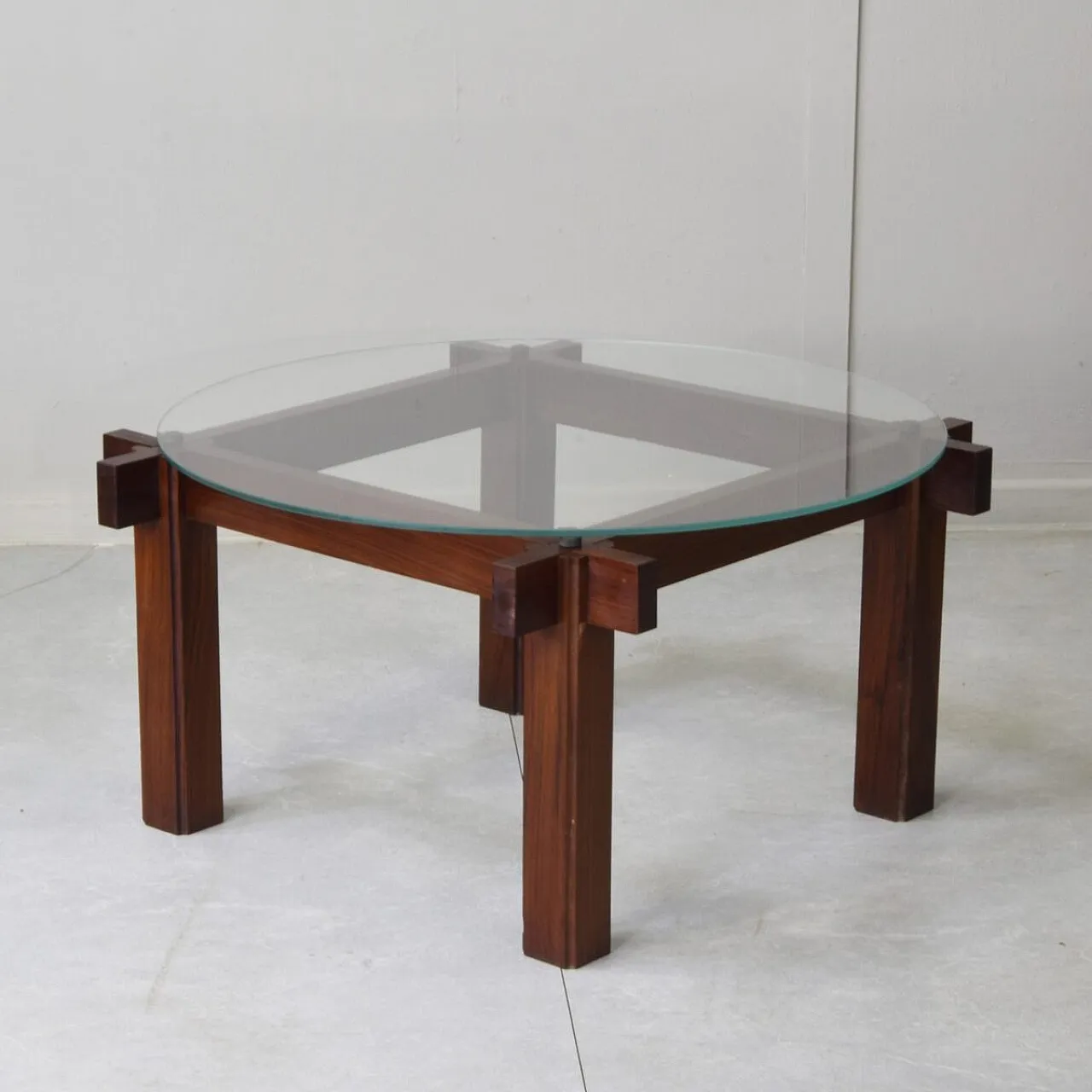 Mid-Century Modern coffee table in glass and teak, 1960s 3