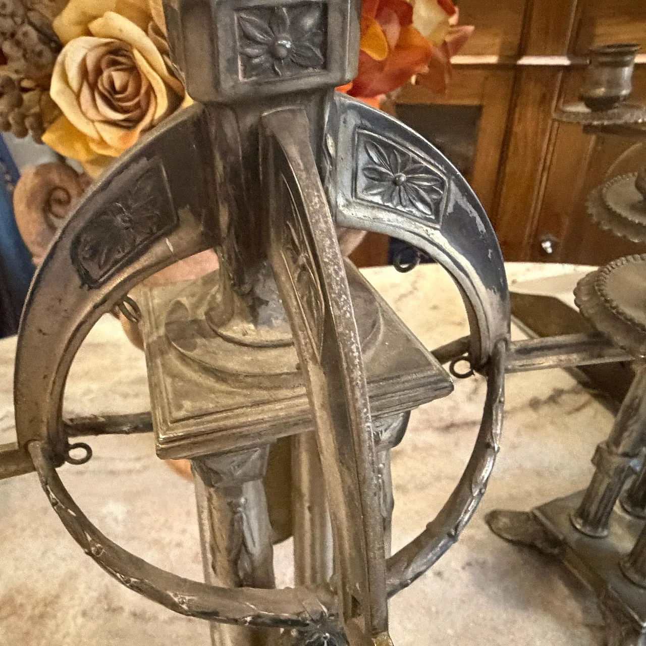Art Nouveau silver plated five arms German candelabras, 20th century 14