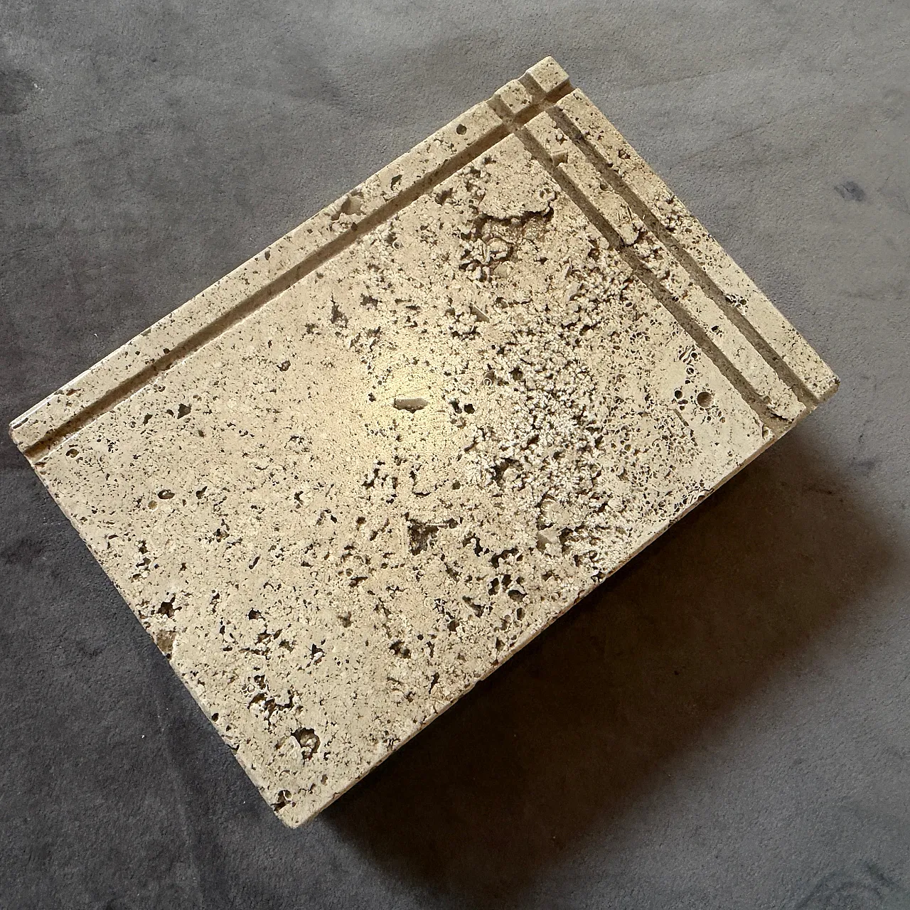 Travertine and brass box by Enzo Mari for f.lli Mannelli, 1970s 2