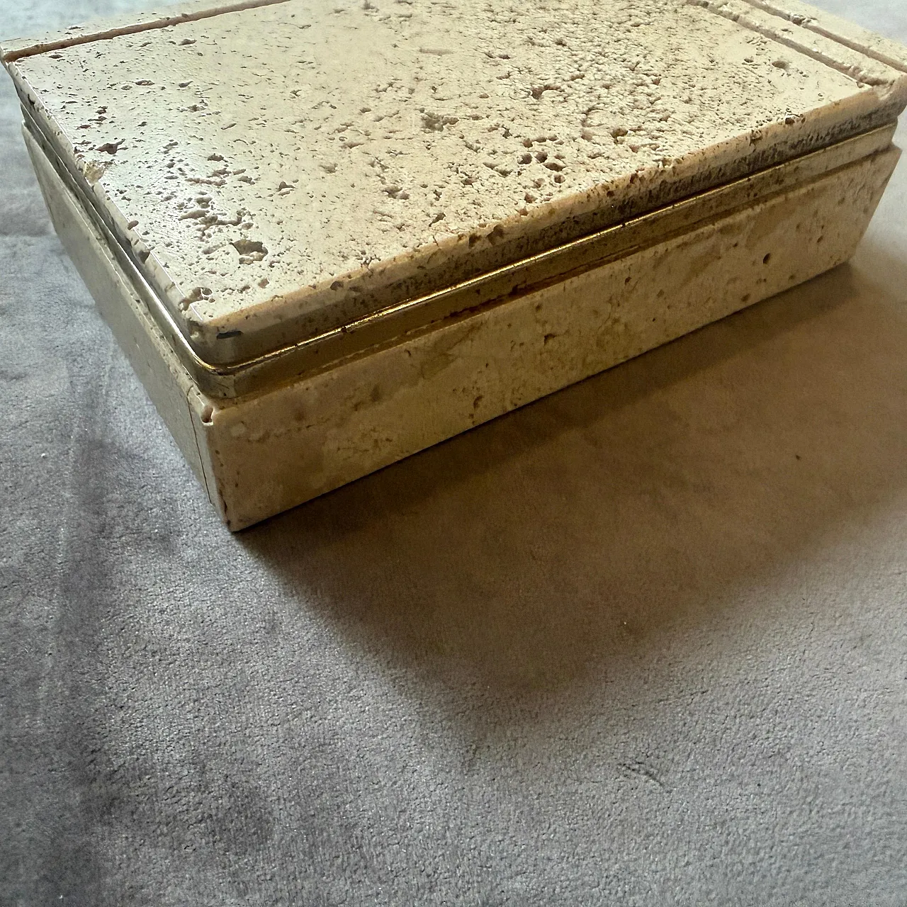 Travertine and brass box by Enzo Mari for f.lli Mannelli, 1970s 6