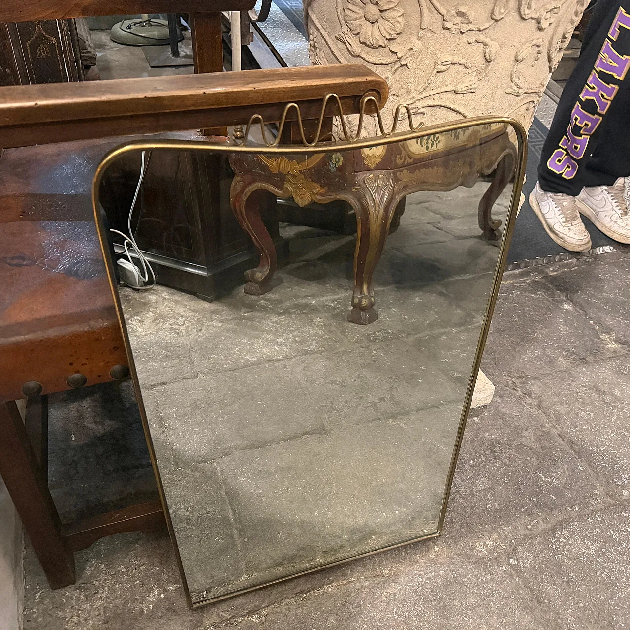 Specchio da parete in ottone massiccio di Gio Ponti, anni '50 7