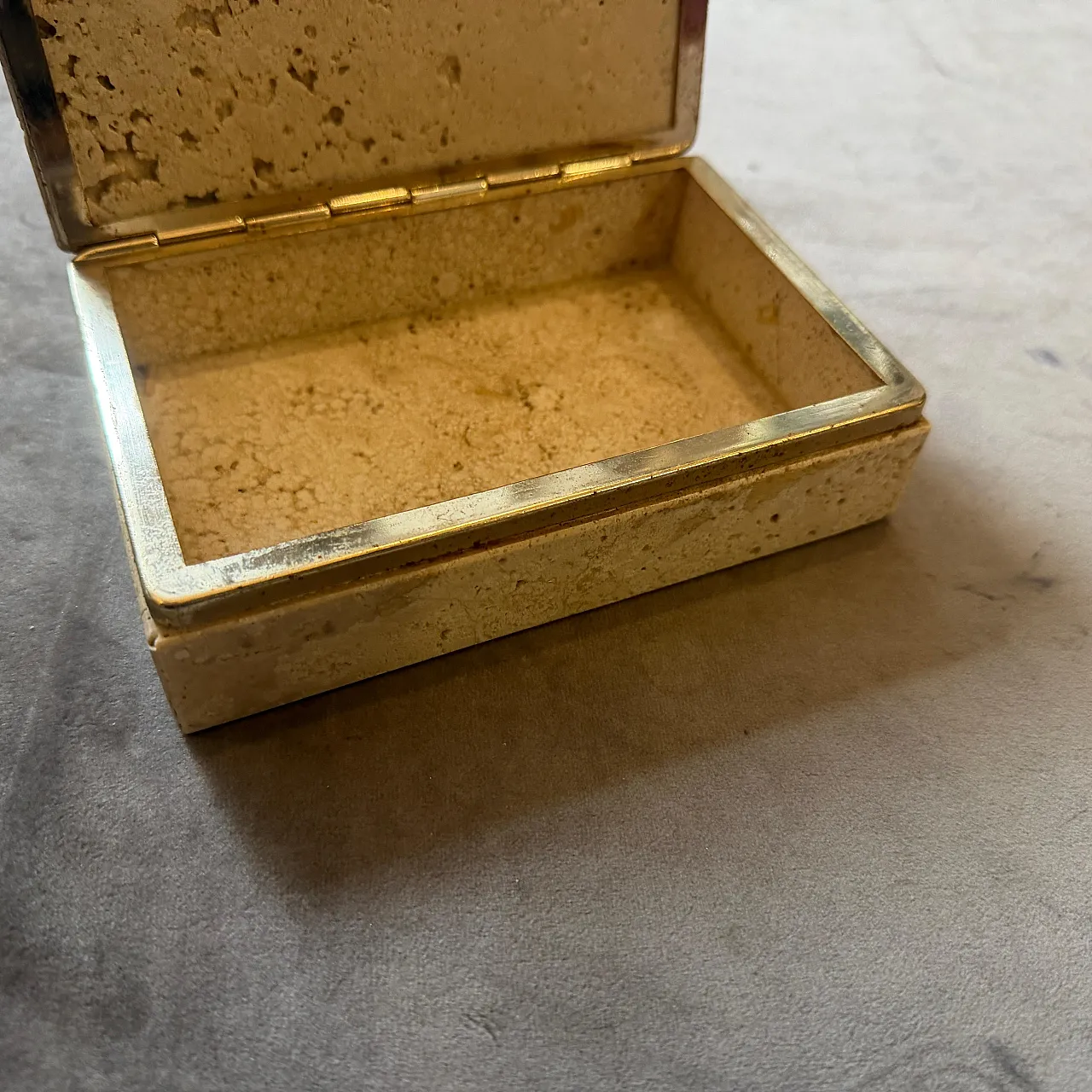 Travertine and brass box by Enzo Mari for f.lli Mannelli, 1970s 8