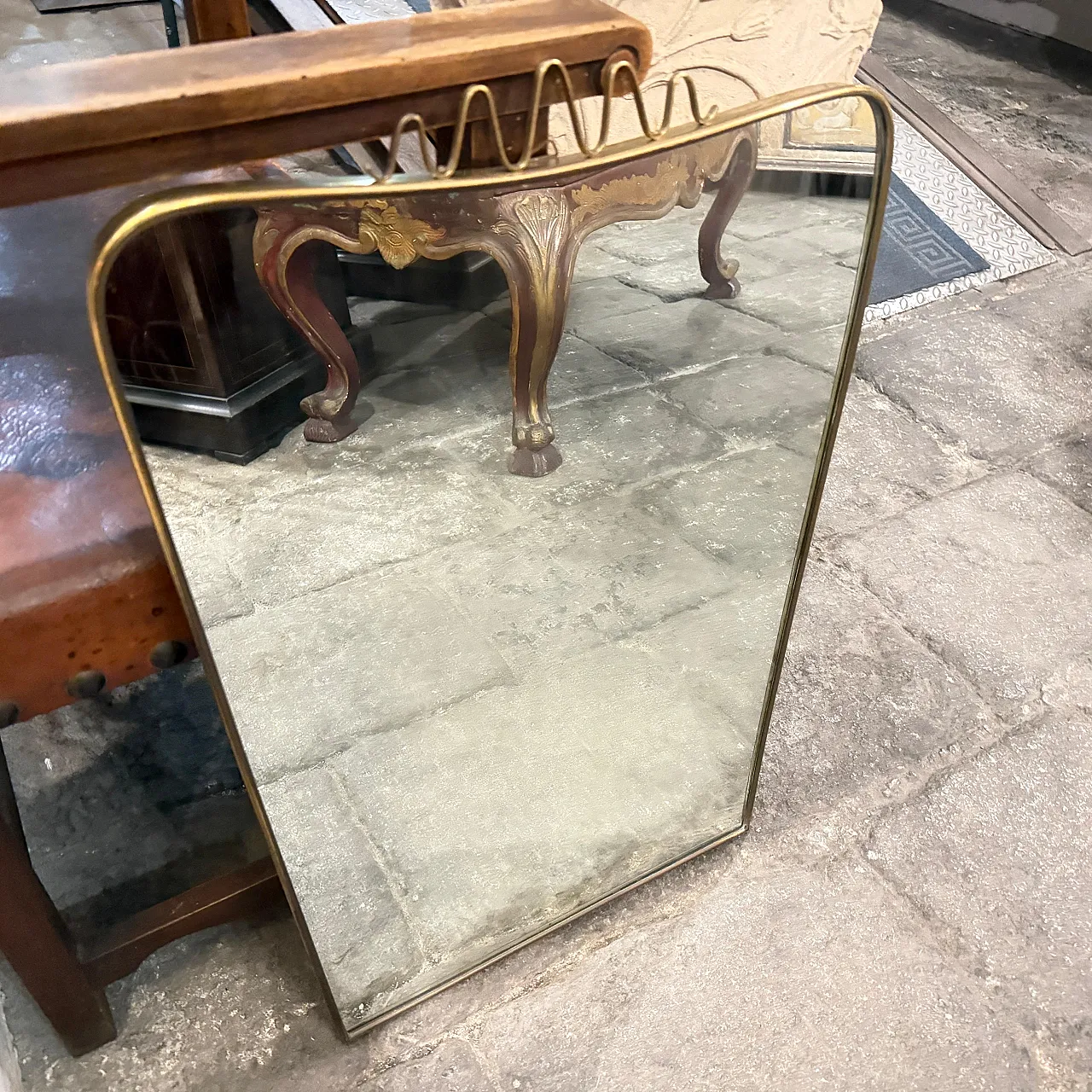 Specchio da parete in ottone massiccio di Gio Ponti, anni '50 8