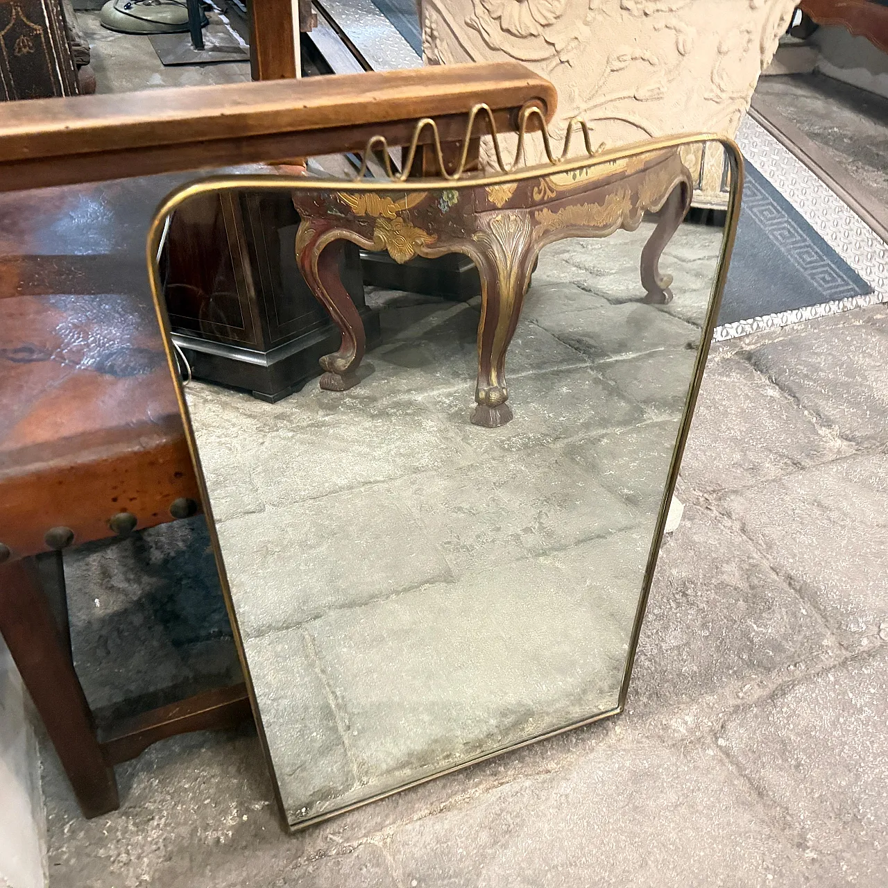 Specchio da parete in ottone massiccio di Gio Ponti, anni '50 9