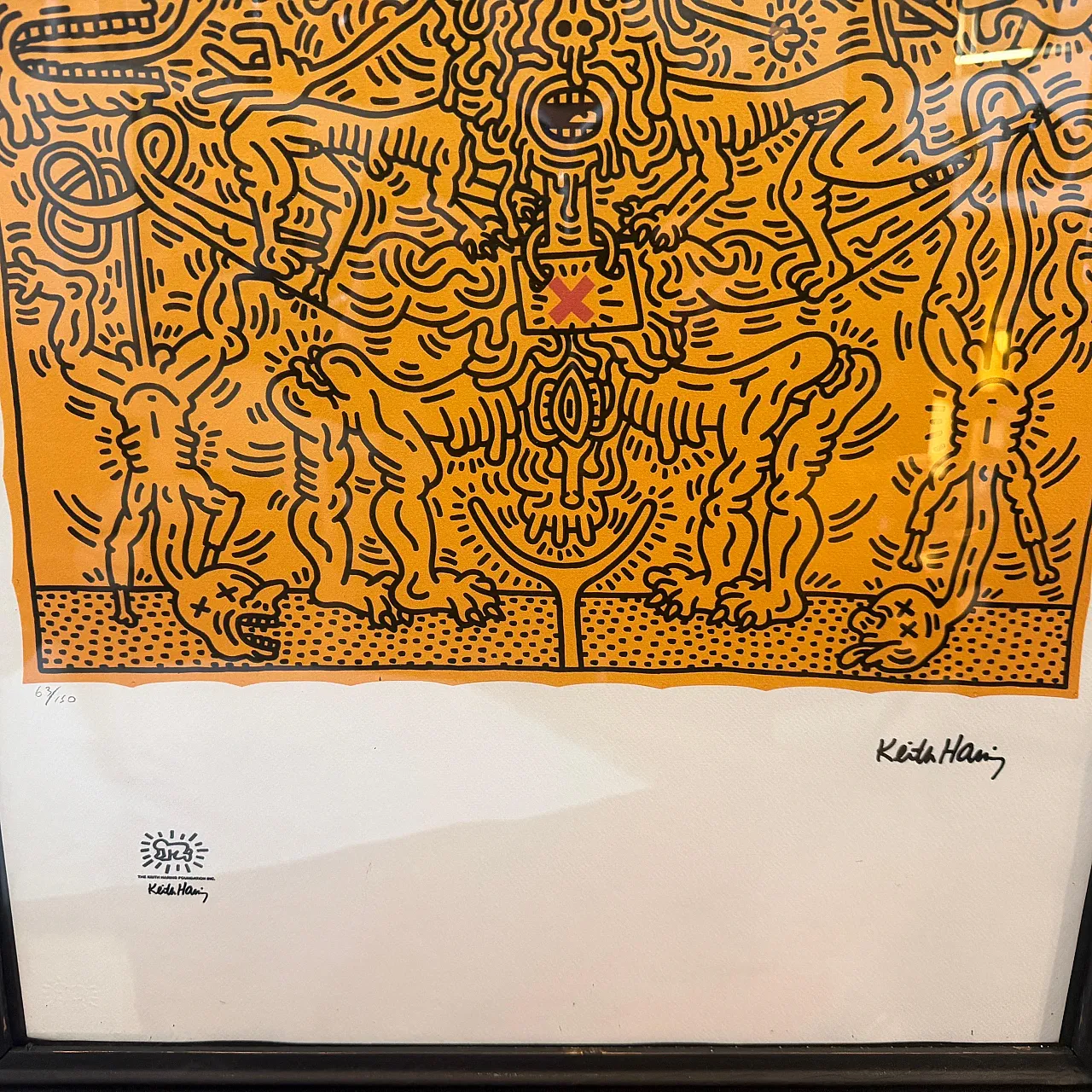 Keith Haring Pop art 63/150 Litografia Senza Titolo, anni 2000 13