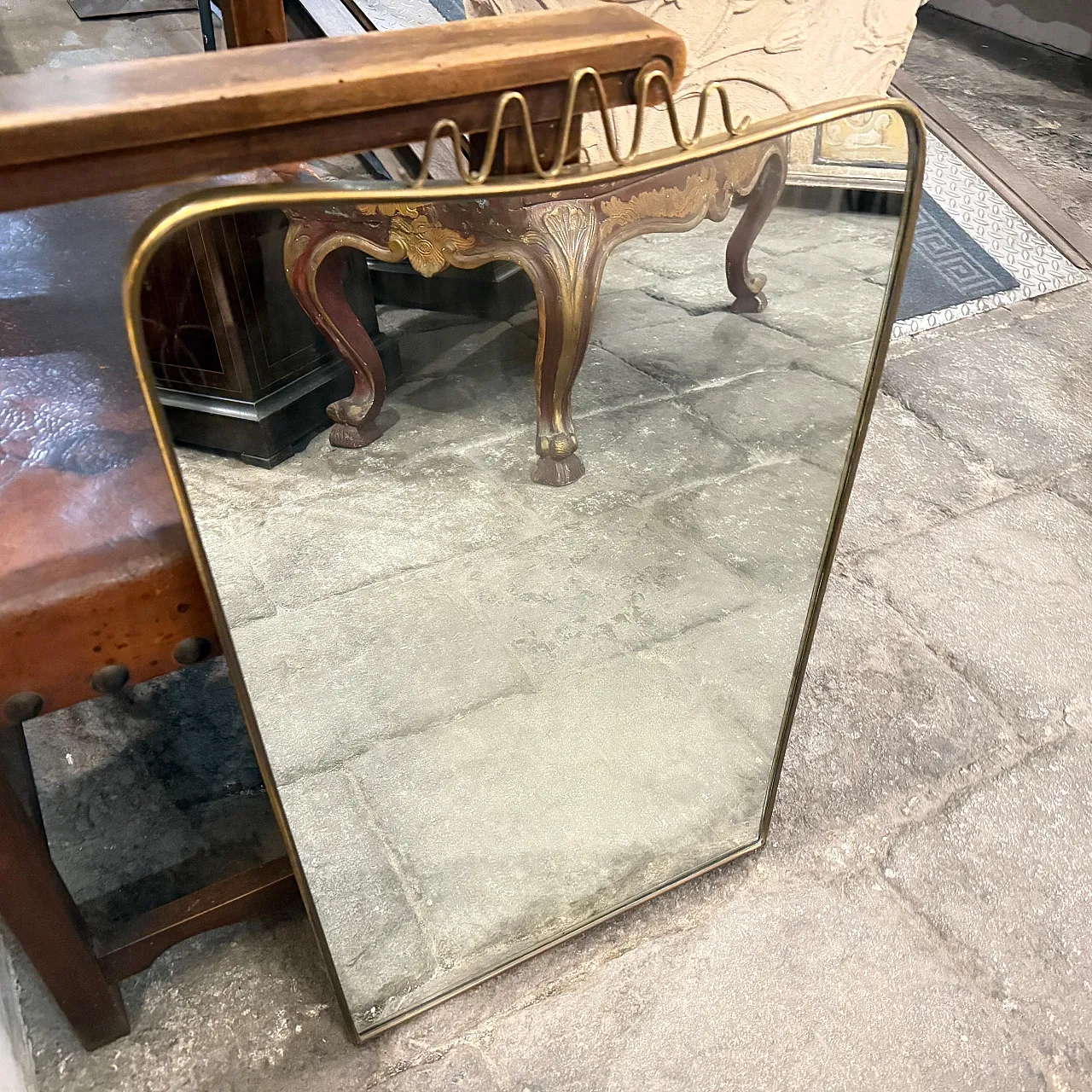 Specchio da parete in ottone massiccio di Gio Ponti, anni '50 12
