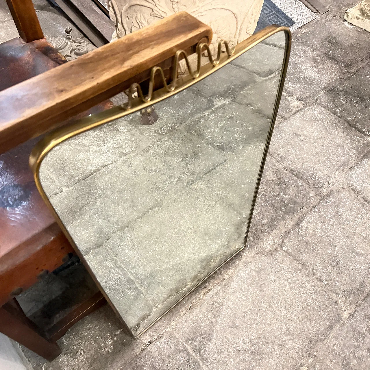 Specchio da parete in ottone massiccio di Gio Ponti, anni '50 13