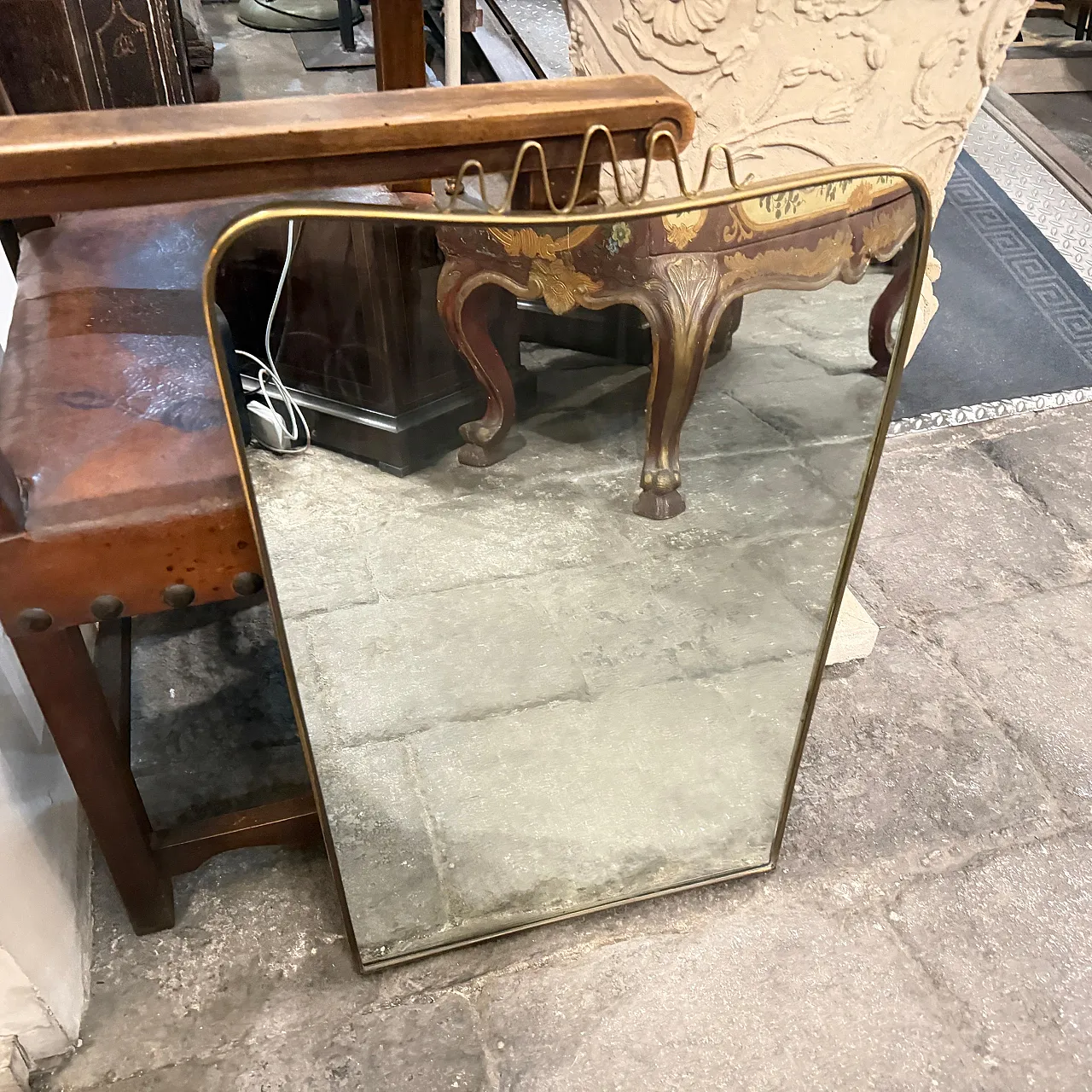 Specchio da parete in ottone massiccio di Gio Ponti, anni '50 14