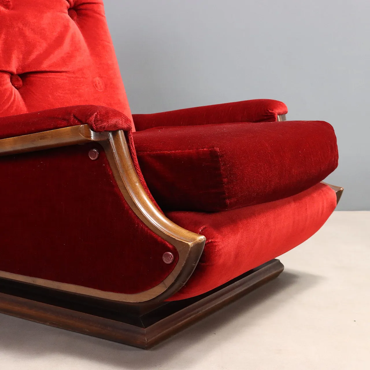 Pair of armchairs in velver, 1970s 4