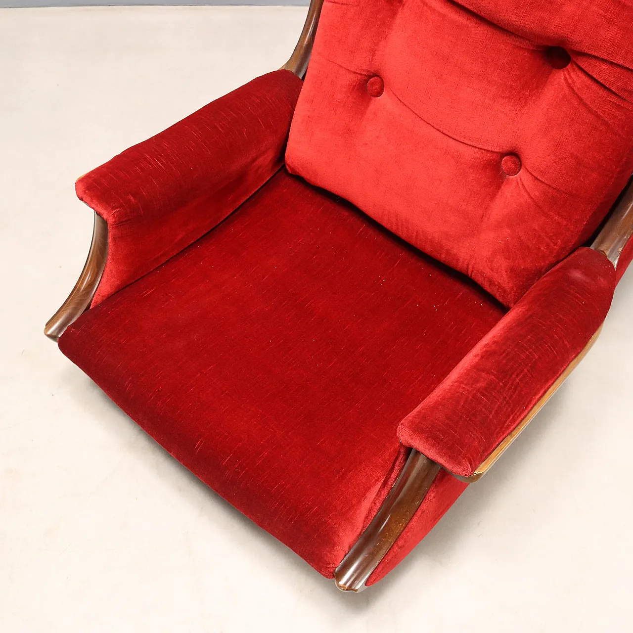 Pair of armchairs in velver, 1970s 8