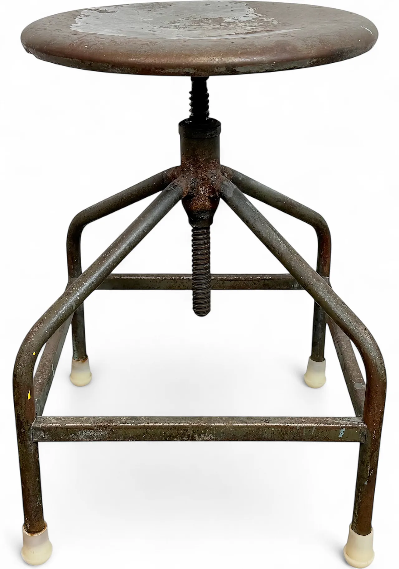 Industrial Iron Height Adjustable Swivel Stool, 1960s 20