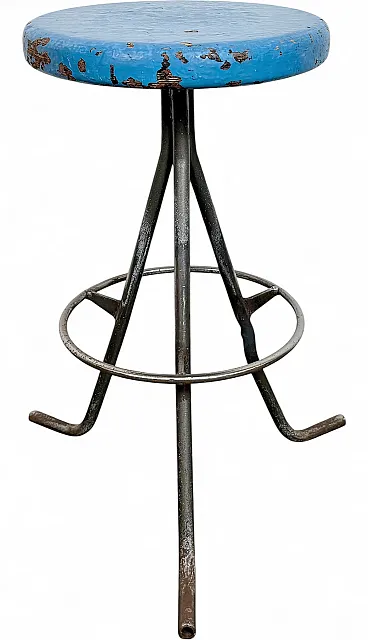 Grey Industrial Workshop Stool, 1960s