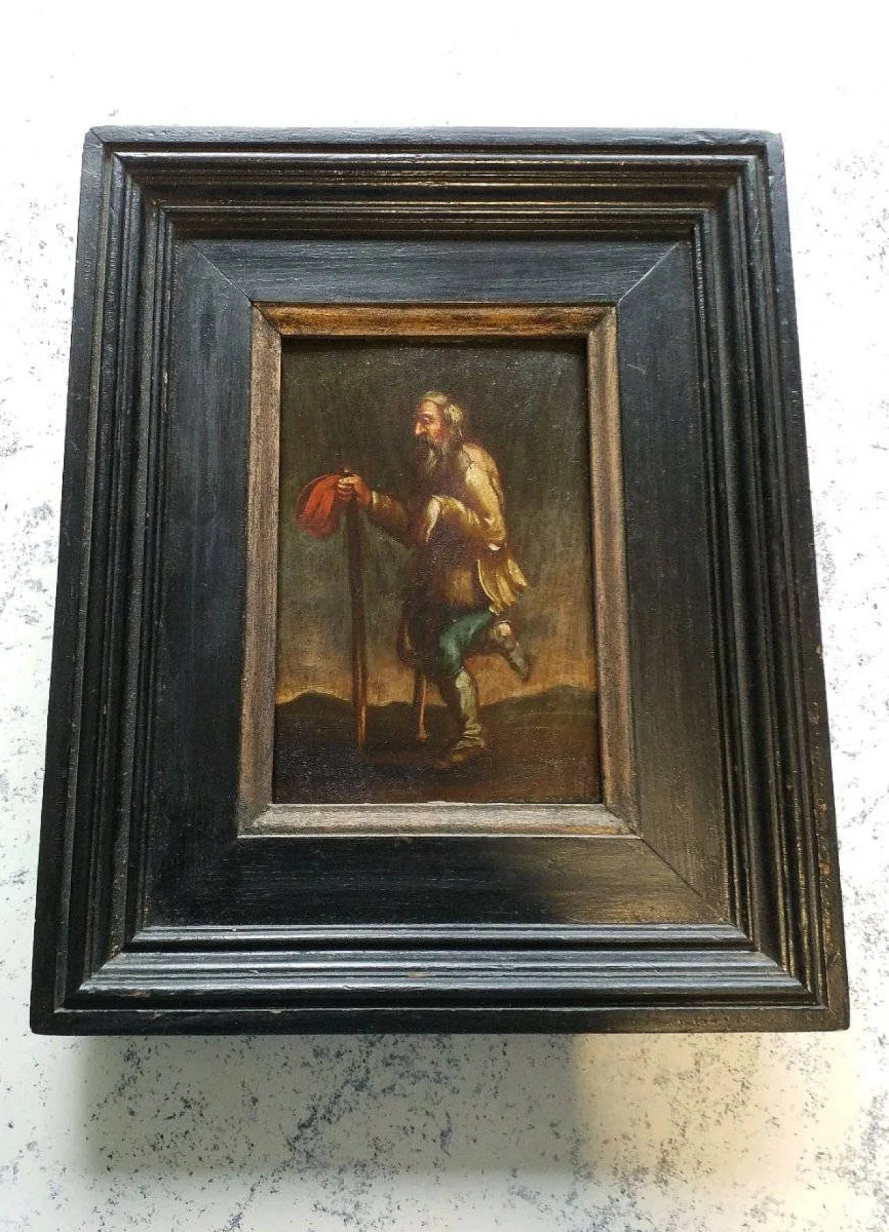 Mendicante con cappello rosso Scuola Francese, Olio su Tavola, '600 3