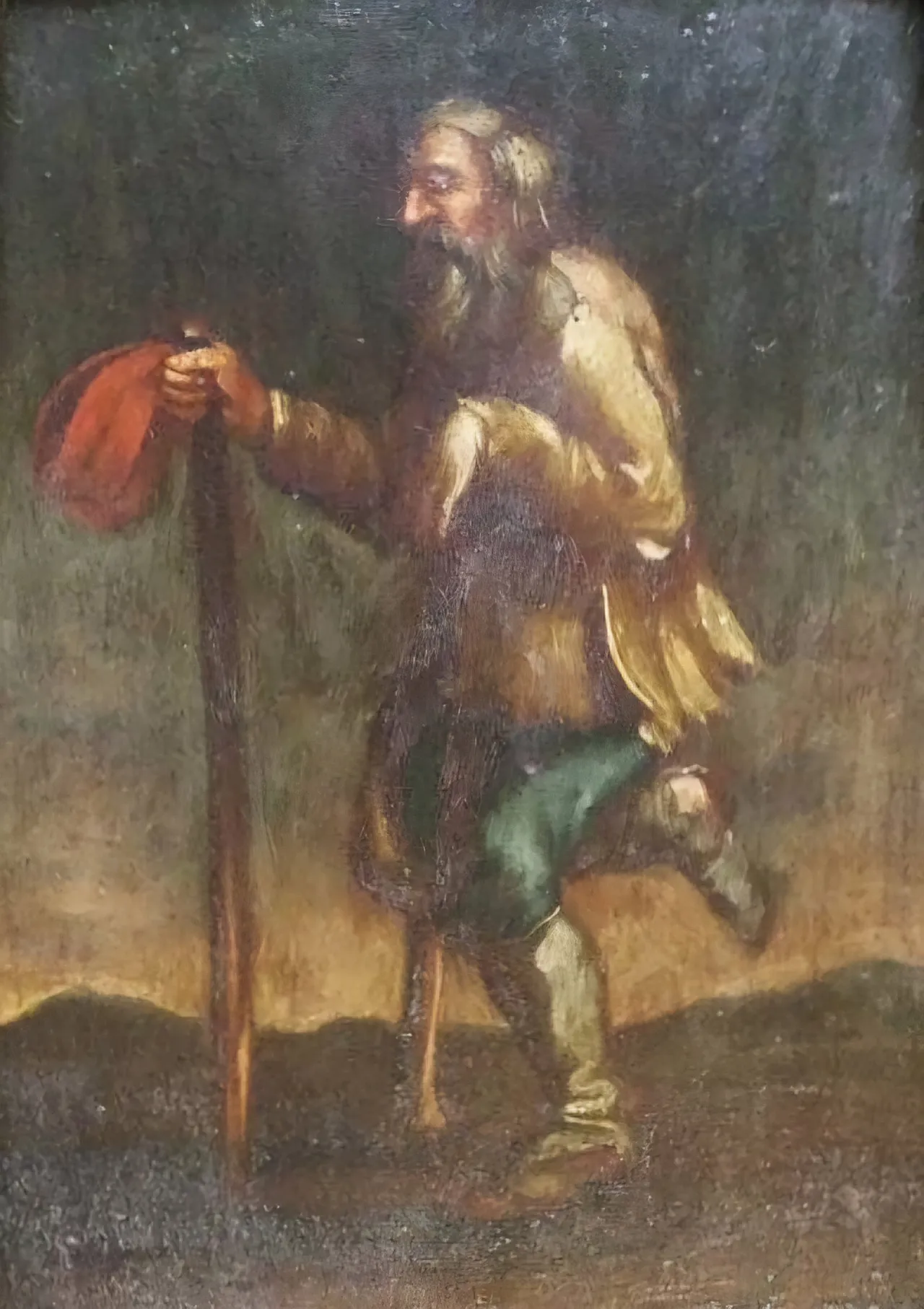 Mendicante con cappello rosso Scuola Francese, Olio su Tavola, '600 5