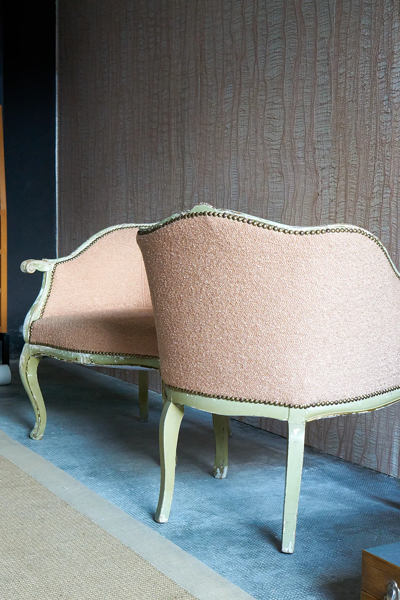 Pair of Louis XV style bedroom armchairs, 50s 8