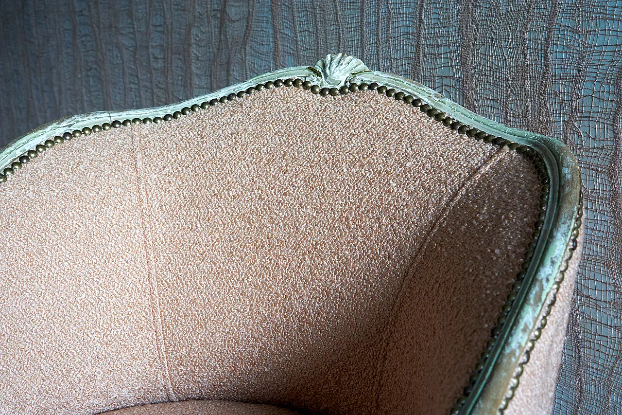 Pair of Louis XV style bedroom armchairs, 50s 11